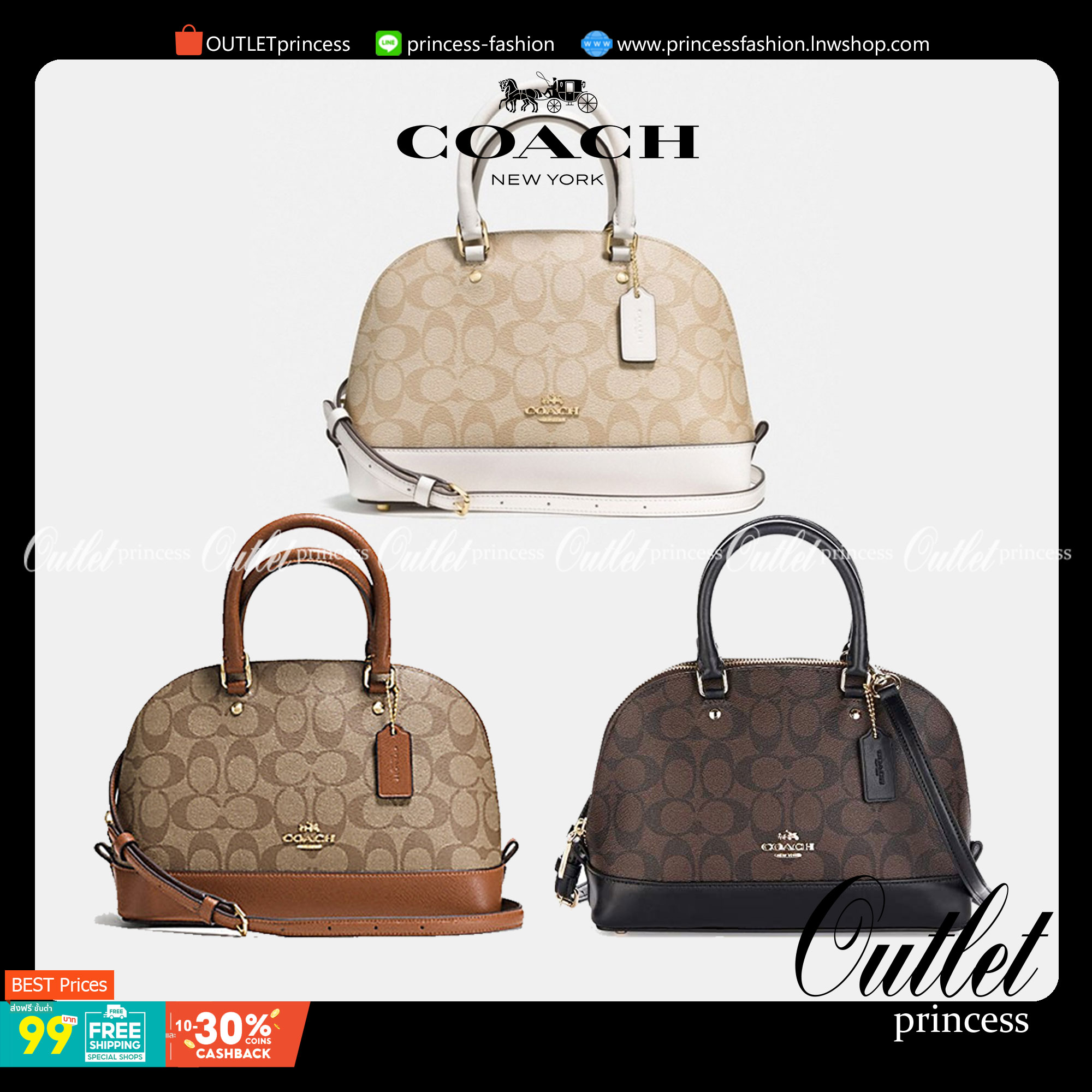 Coach Mini Sierra Signature กระเป๋าถือทรงโดม ภายในกว้างสามารถใส่กระเป๋าเงินเล็ก และมือถือได้ และยังมีช่องซิปเล็ก 1 ช่อง ด้านหลังมีกระเป๋าเล็กเก็บบัตร 1 ช่อง ใครยังไม่มีพลาดไม่ได้แล้วนะคะ