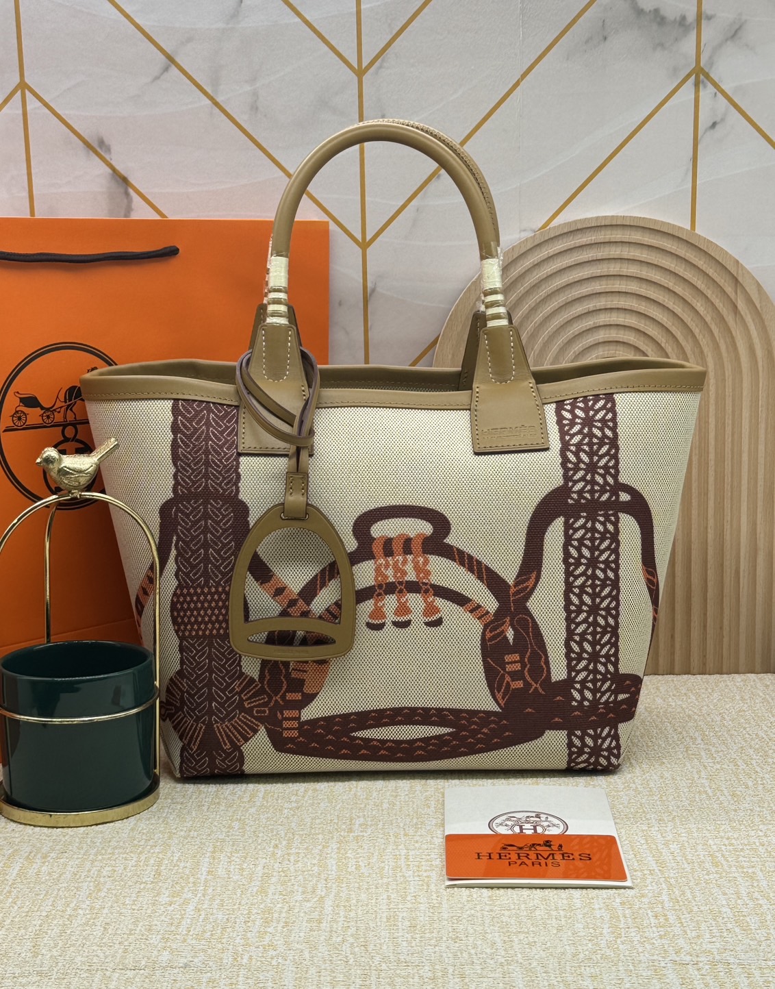 HERMES Steeple Tote Bag / H Steeple canvas tote bag 30cm กระเป๋าทรงโท้ทแคนวาสอย่างดี พิมพ์ลายคมชัด ลายใหม่สวยหรู เกรดออริ สลับแท้