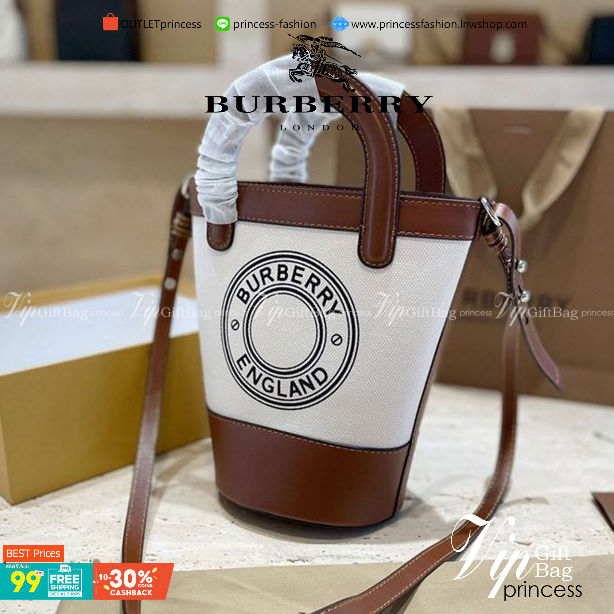 BURBERRY MINI CANVAS CROSSBODY BAG *งานหรูมาก 👑👑 สินค้าพรีเมียมกิ้ฟท์เคาเตอร์น้ำหอมต่างประเทศ กระเป๋าทรง CROSSBODY ใบขนาดกำลังดี *ผ้าแคนวาสคาดหนังวัวแท้ อะไหล่ทอง ปักโลโก้แบรนด์ด้านหน้า ด้านในเปิดปิดด้วยกระดุมคาด สามารถใส่กระเป๋าสตางค์สั้น