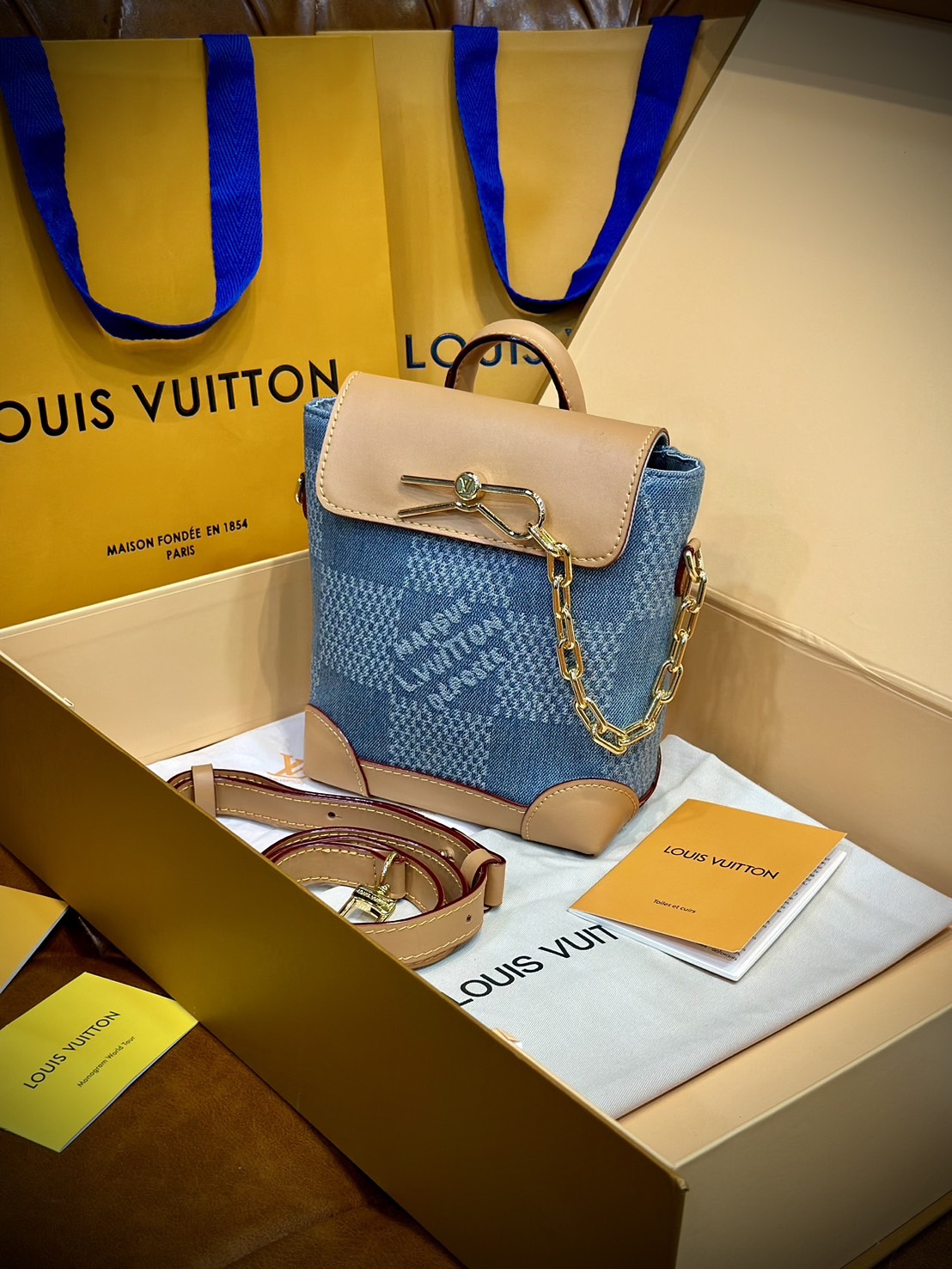 LV Nano Steamer Bag Monogram Craggy กระเป๋าสะพายดีไซส์วินเทจลายใหม่ สวยงามหรูหรา โดดเด่นสะดุดตาเป็นเอกลักษณ์ เกรดออริ