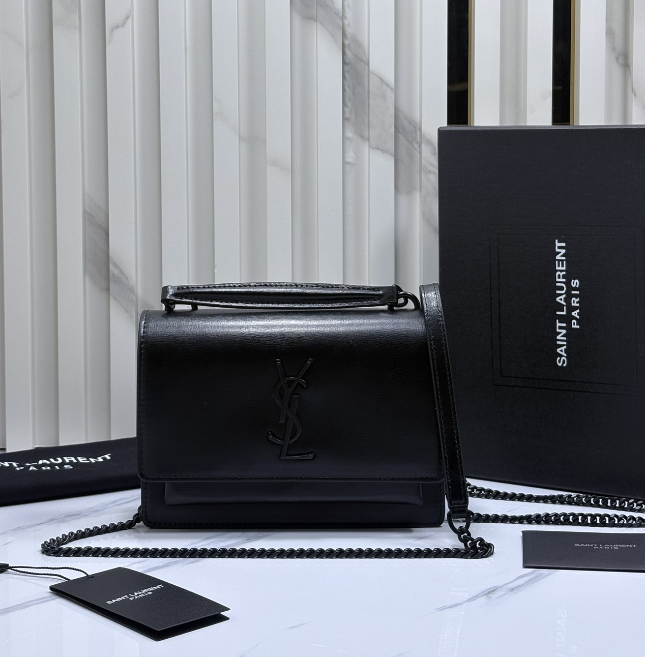 ORI หนังแท้ | YSL Sunset medium in smooth leather กระเป๋าสะพายข้างดีไซน์เรียบหรู โลโก้สวยโดดเด่น ไอเท็มขึ้นแท่น the best seller!!