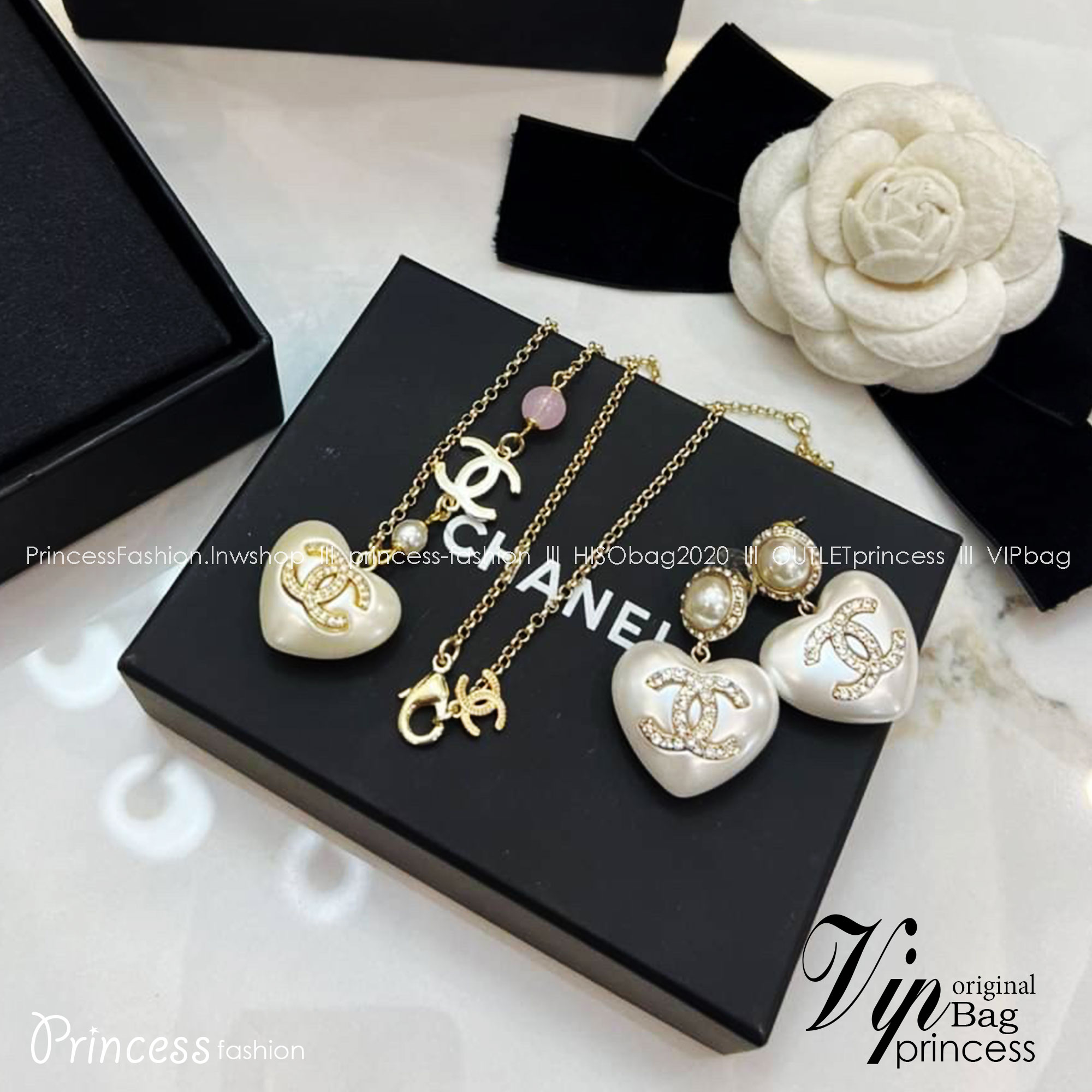 ซื้อ1ได้ถึง2ชิ้น ในเซ็ตเดียว CHANEL JEWELRY SET / Chanel earrings / Chanel necklace ชุดเครื่องประดับครบชุด สุดอลังการ