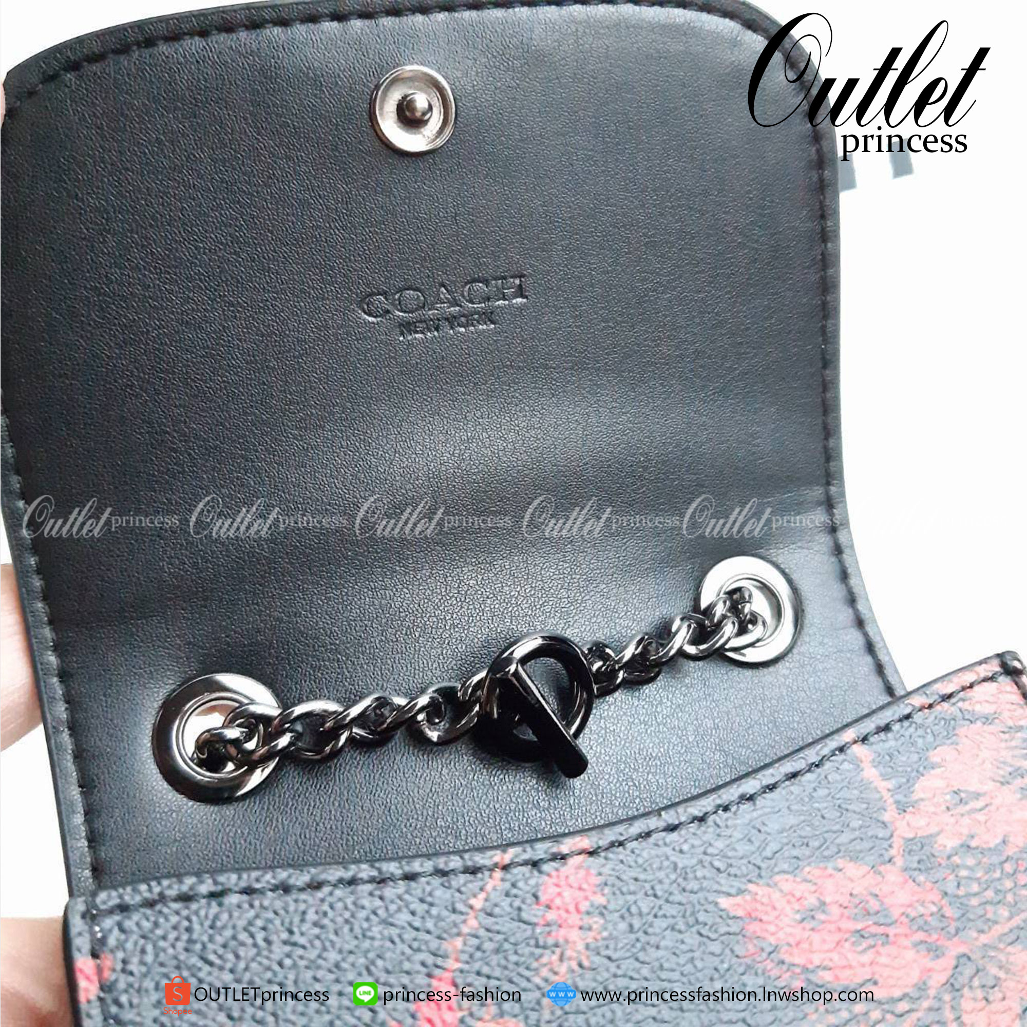 ของแท้ 100% COACH F76988 NORTH/SOUTH PHONE CROSSBODY IN SIGNATURE CANVAS WITH PRAIRIE DAISY CLUSTER PRINT /BLACK