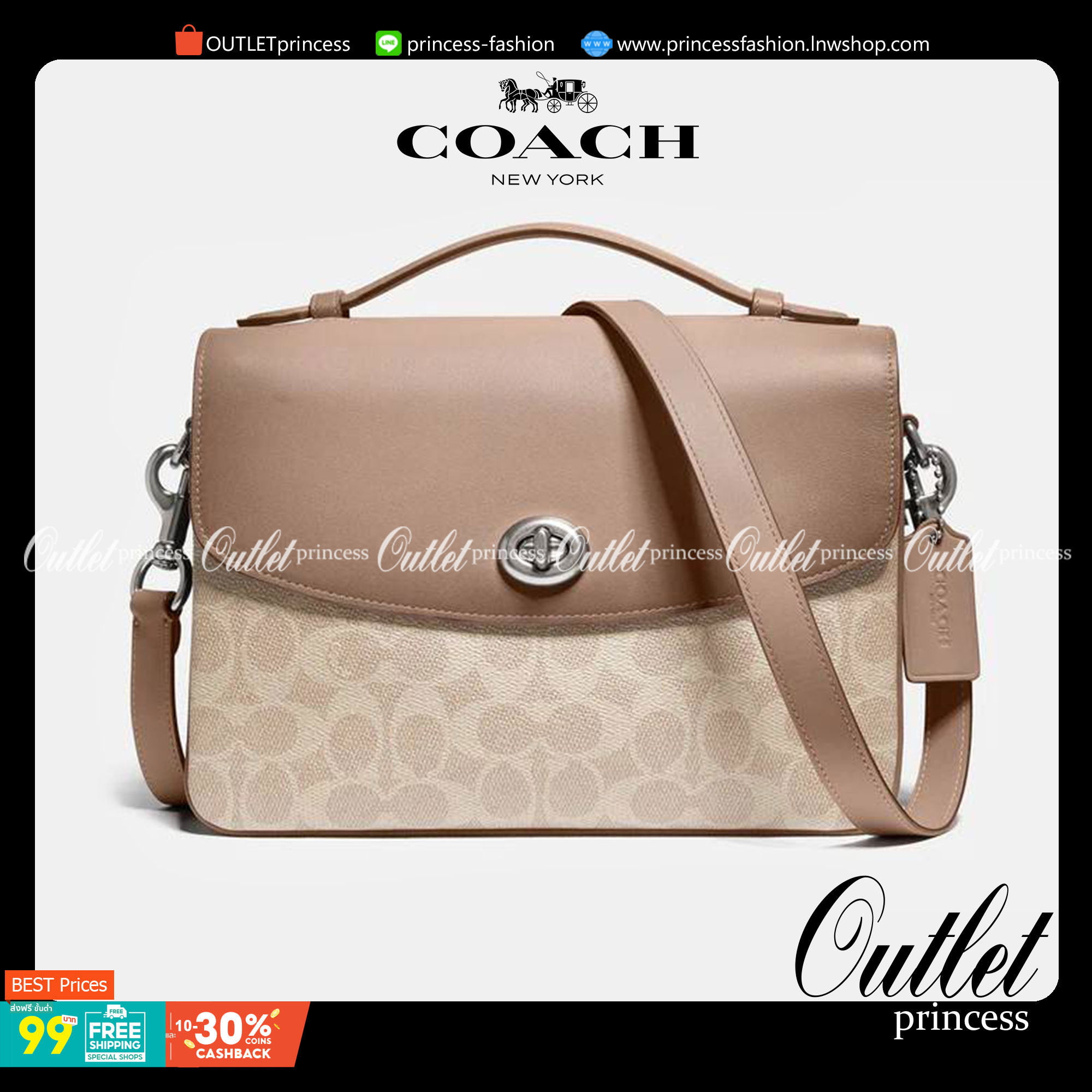 COACH 68349 CASSIE CROSSBODY IN SIGNATURE CANVAS เรียบหรู ดูดี ก็ต้องไอเท็มนี้ไม่อยากให้พลาด!! พาสเทลละมุนมากๆ สะพายแล้วดูแพงมากๆ สวยเลิศ กระเป๋าถือ/สะพายข้าง วัสดุหนังแคนวาสสลับหนังแท้ เปิด-ปิดด้วยตัวบิดล็อคแน่นหนา ภายในแบ่งสัดส่วนอย่างดี ใส่ของได้ครบสบา