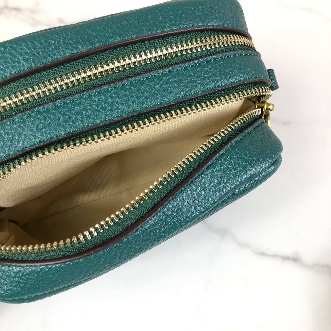 ของแท้ 💯% Tory Burch Perry Bombe Mini Leather Crossbody กระเป๋าสะพาย 2 ช่องซิป