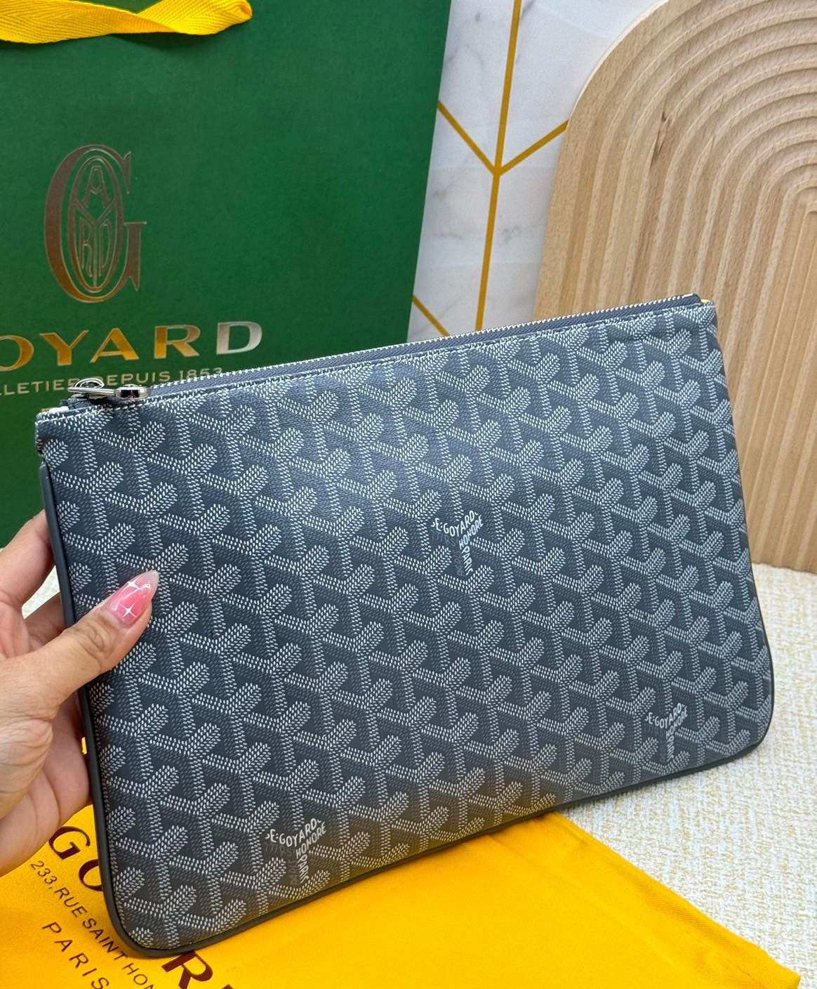 พร้อมส่ง GOYARD CLUTCH BAG unisex 30cm กระเป๋าคลัช ใช้ได้ทั้งชายหญิง เกรดออริ สลับแท้ 1:1 ใช้ต่างประเทศได้ ภาพถ่ายจากงานขายจริง