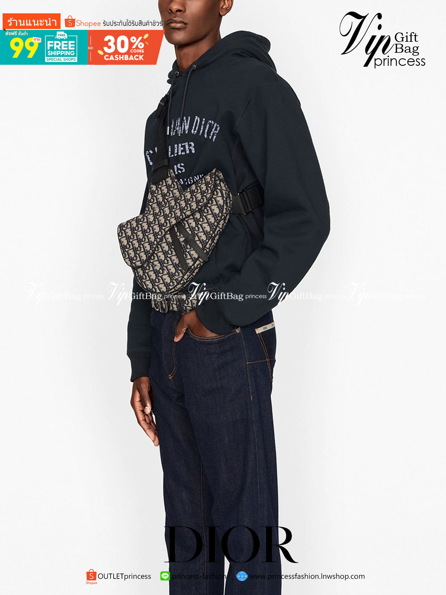 VIP 】𝐂𝐇𝐑𝐈𝐒𝐓𝐈𝐀𝐍 𝐃𝐈𝐎𝐑 SADDLE BAG Black Dior Oblique Jacquard พร้อมส่งที่ไทย 2 สีสุดคลาสสิก กระเป๋าสะพายข้าง สายปรับขนาดได้ จุของได้เยอะ ใช้ได้ทั้งหญิงชาย