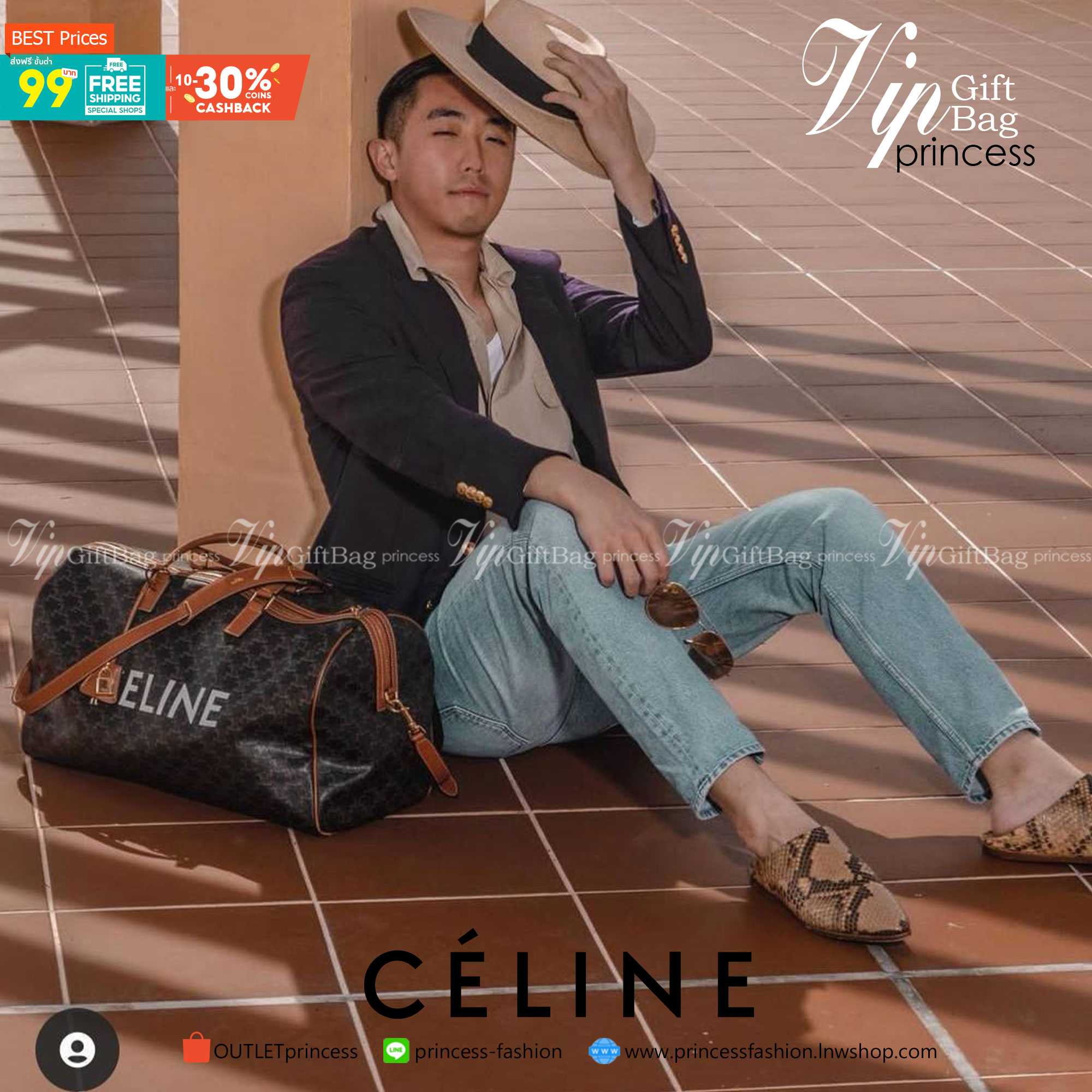 CELINE TRIOMPHE CANVAS BOSTON TRAVEL BAG VIP GIFT WITH PURCHASE (GWP) Limited Edition จาก CELINE PERFUME DUTYFREE วัสดุ TRIOMPHE CANVAS ใบใหญ่จุสัมภาระได้เยอะสุดๆหนังขึ้นลาย Signature สวยหรูสุดคลาสสิค ดีไซน์ไม่มีเอ้าท์ เปิดปิดด้วยซิปแบรนด์พร้อม Tag ห้อยแม