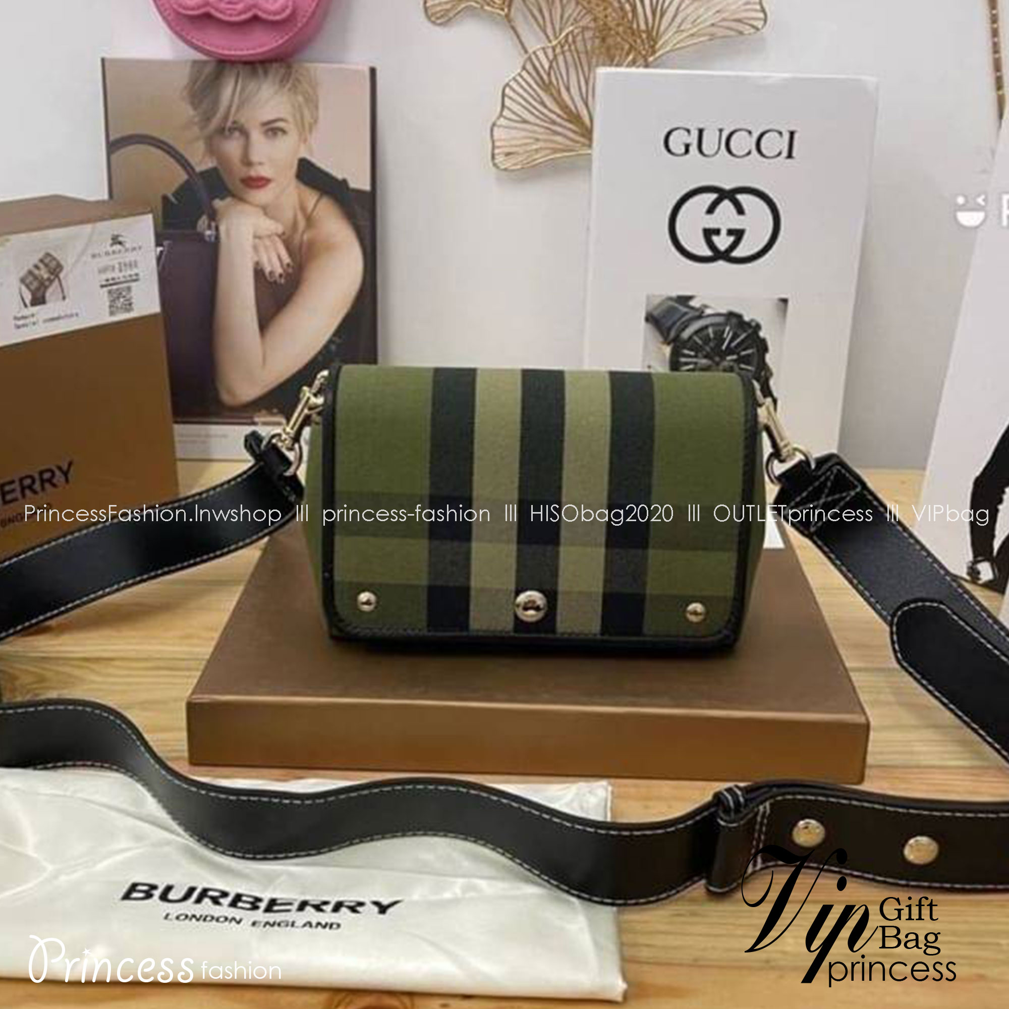 BURBERRY FRAGRANCES CROSSBODY BAG / BURBERRY SMALL CHECK CANVAS AND LEATHER TB BAG สีเขียวเหนี่ยวทรัพย์!! สีเข้าใหม่ คอลเลคชั่นที่ปังตลอดปี รอบนี้ออกแบบสไตล์ผู้ดีอังกฤษ
