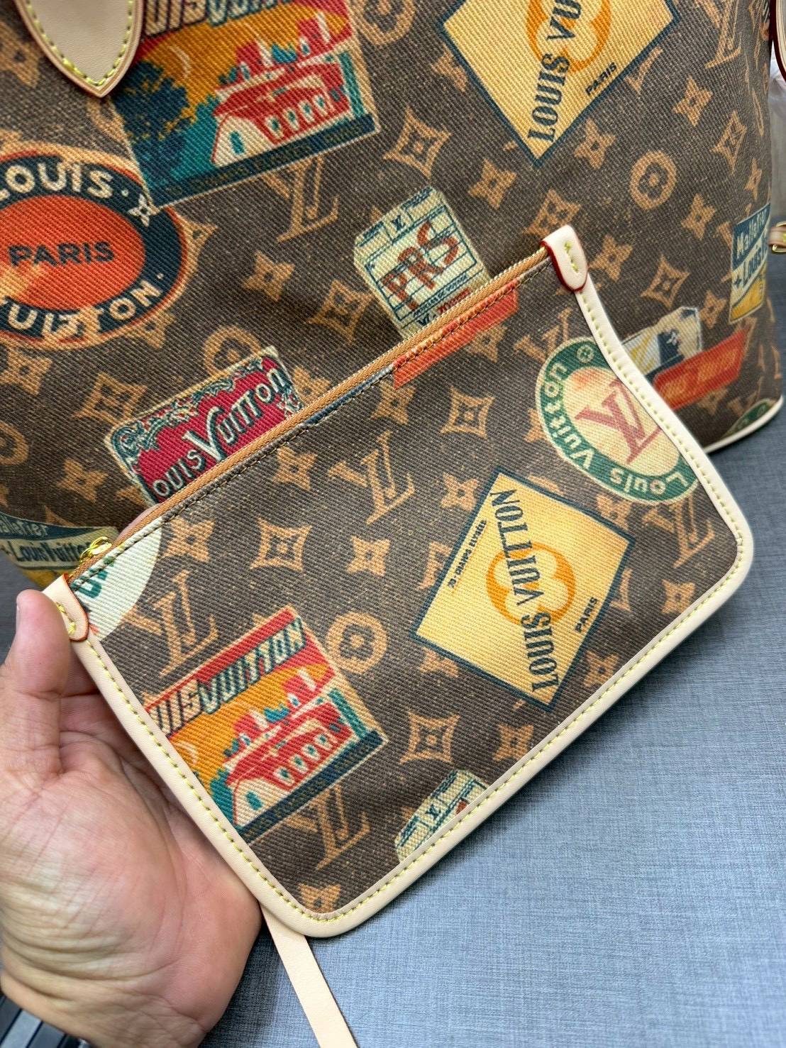 ORI หนังแท้ | LV Neverfull MM Monogram Flight Mode Voyage / LV Tote Bag กระเป๋าสะพายทรงโท้ทใบใหญ่ ดีไซน์ท่องเที่ยว