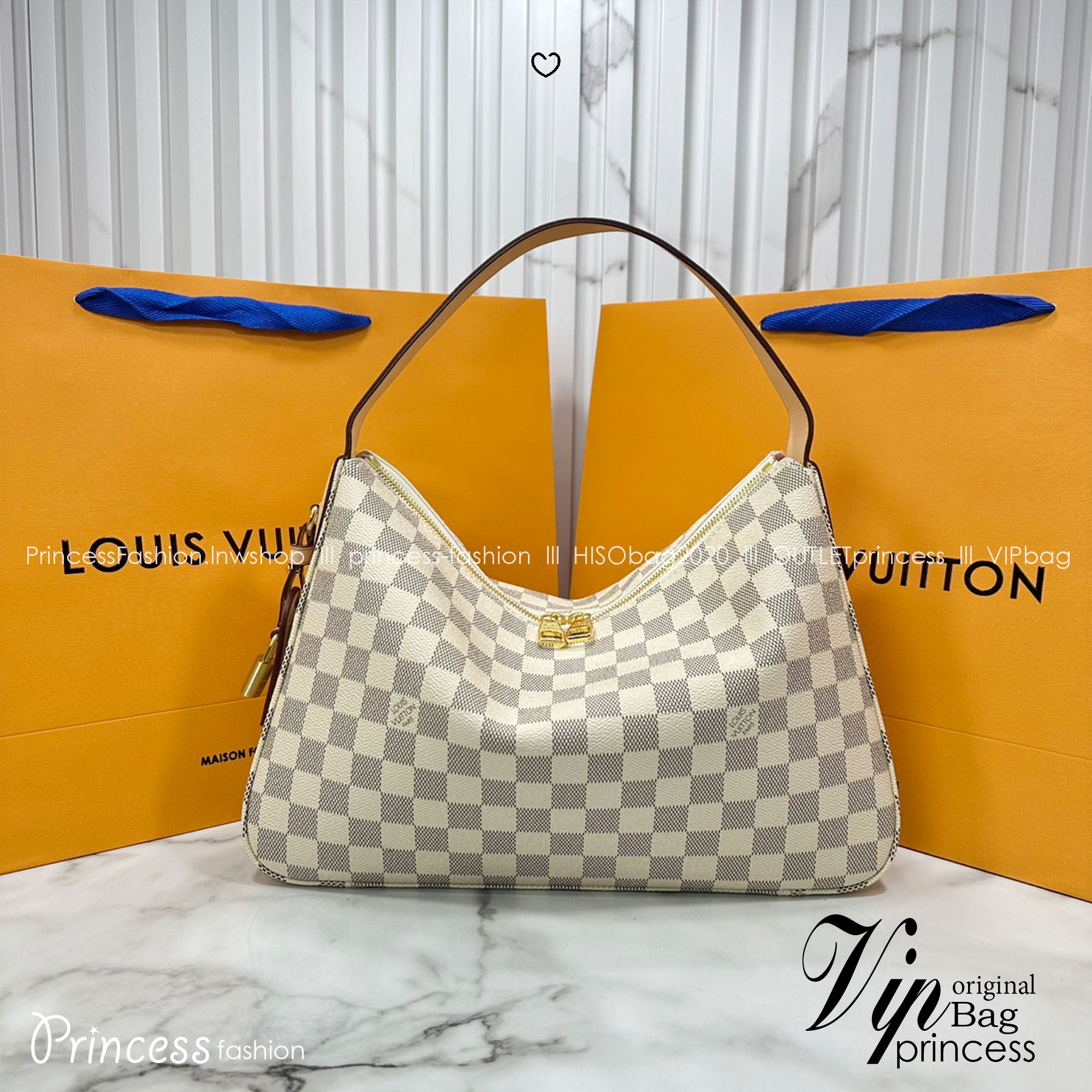 ORI หนังแท้ | LV Slouchy MM Damier Azur PM ใหม่ล่าสุด กระเป๋าโฮโบทรงสวยที่ใครๆก็ต้องมี ด้วยรูปทรงคลาสสิคและใช้งานง่าย สะพายสะดวกด้วยหูสะพายในตัว สวยดูลัคชู