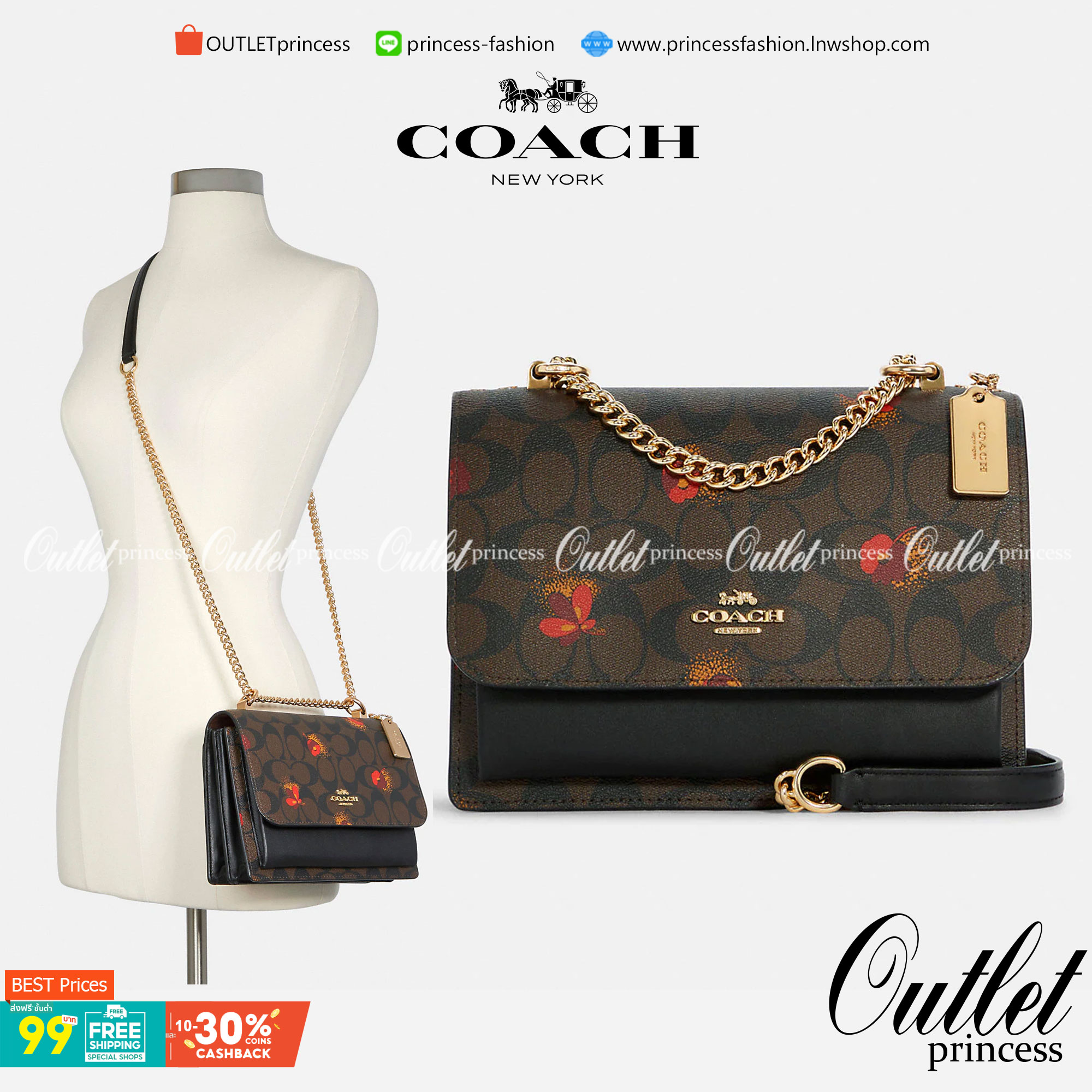 OUTLET 】COACH KLARE CROSSBODY IN SIGNATURE CANVAS WITH POP FLORAL PRINT ((C5797)) สวยมากๆ อยากให้ได้ไปจริงๆจ้าา พร้อมส่งที่ไทย สวยมากๆค่ะ 🌺 ✔️กระเป๋าสะพายแบบครอสบอดี้ร์ หนังแท้สวย ✔️พร้อมป้ายห้อยโลหะแบรนด์หรู 🌺จุดเด่นของรุ่นค