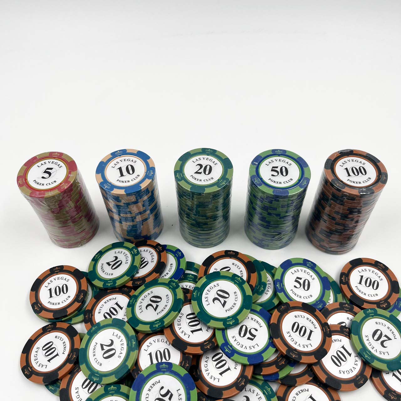 ชุดชิปโป๊กเกอร์เกรดพรีเมี่ยมพร้อมกระเป๋าแบบบางใส่ชิปสีเทาขนาดบรรจุ 500 ชิป ชุด 2