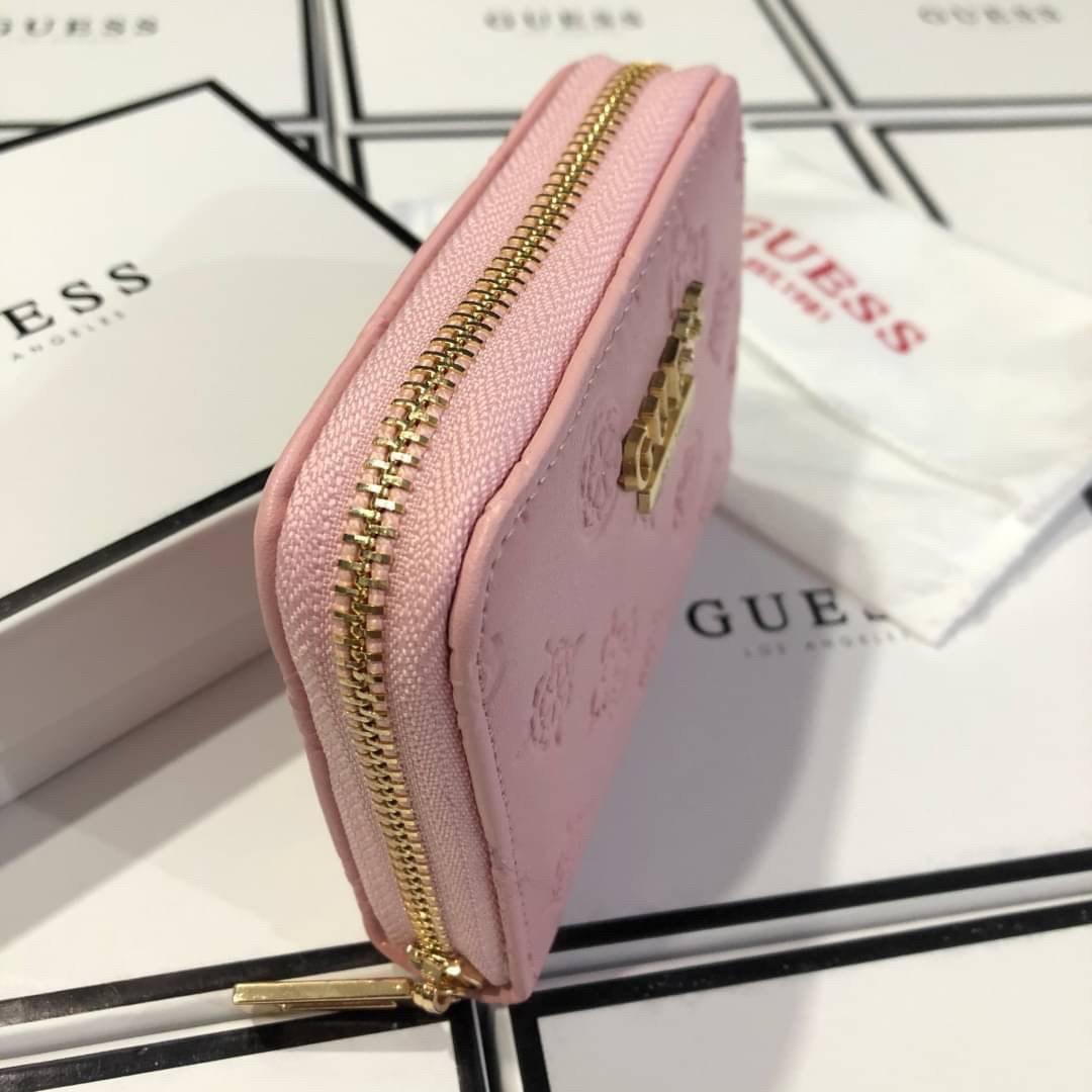GUESS Women’s Small Wallet กระเป๋าสตางค์แบบสั้น อะไหล่ทอง หนังปั้มลายสวยหรู