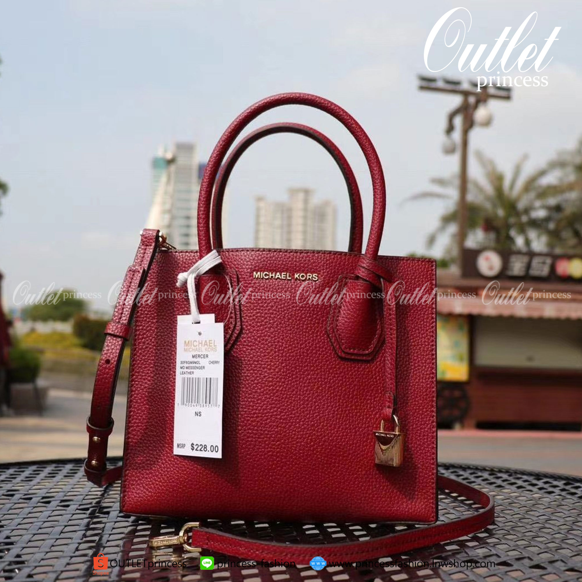 ของแท้ 100% Micheal Kors Genuine Leather Handbag (The Mercer Collection⚡️) สีดำ