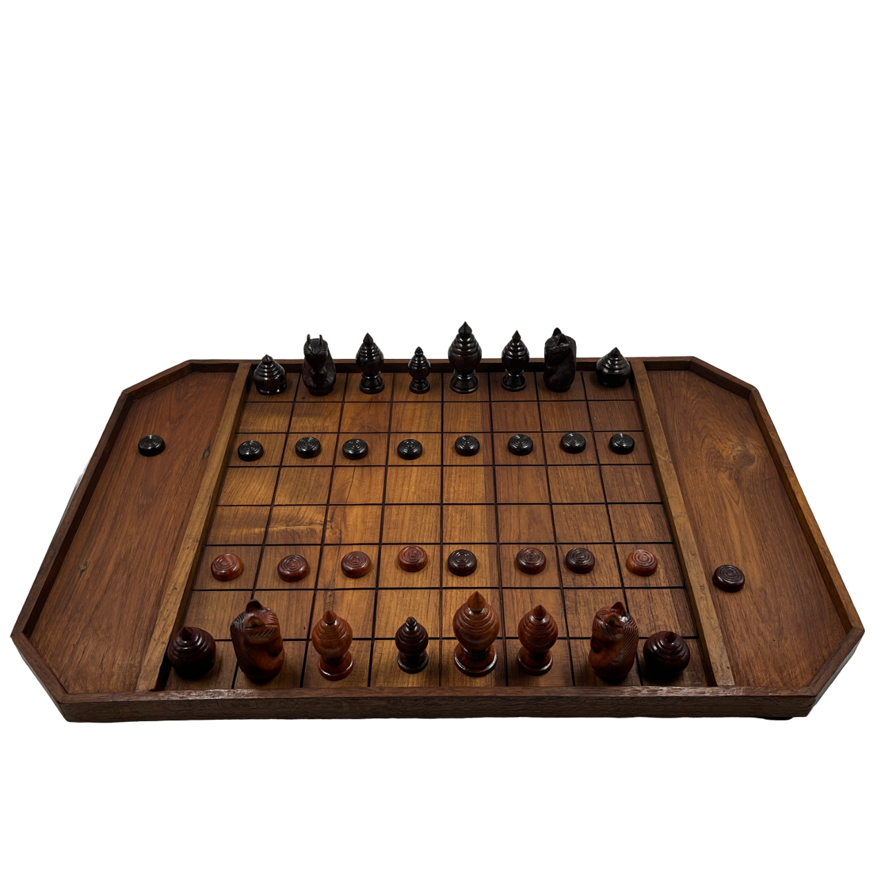 ชุดหมากรุกไทยกระดานไม้ช่อง 5.5x5.5ซม..พร้อมตัวหมากชุดพยุหคีรีไม้เนื้อแข็ง