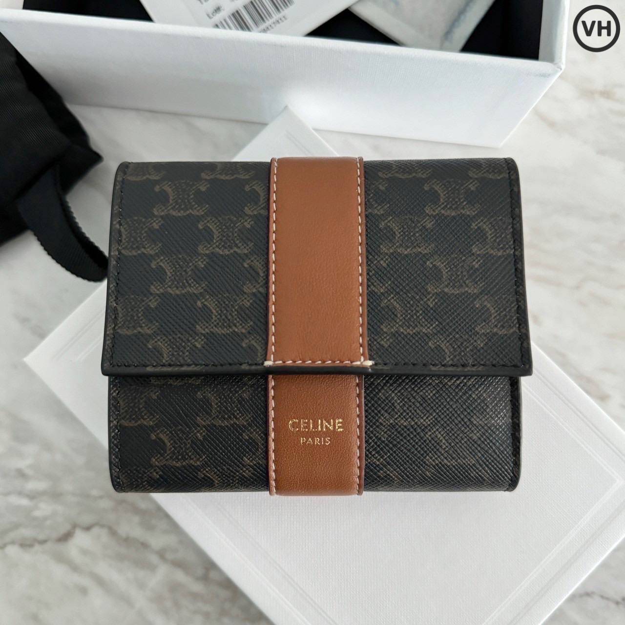 ORI หนังแท้ | CELINE SMALL TRIFOLD WALLET ON CHAIN / CELINE Wallet กระเป๋าสตางค์ใบสั้น 3 พับ พร้อมสายสะพายโซ่ กระเป๋าสตางค์ซีลีน