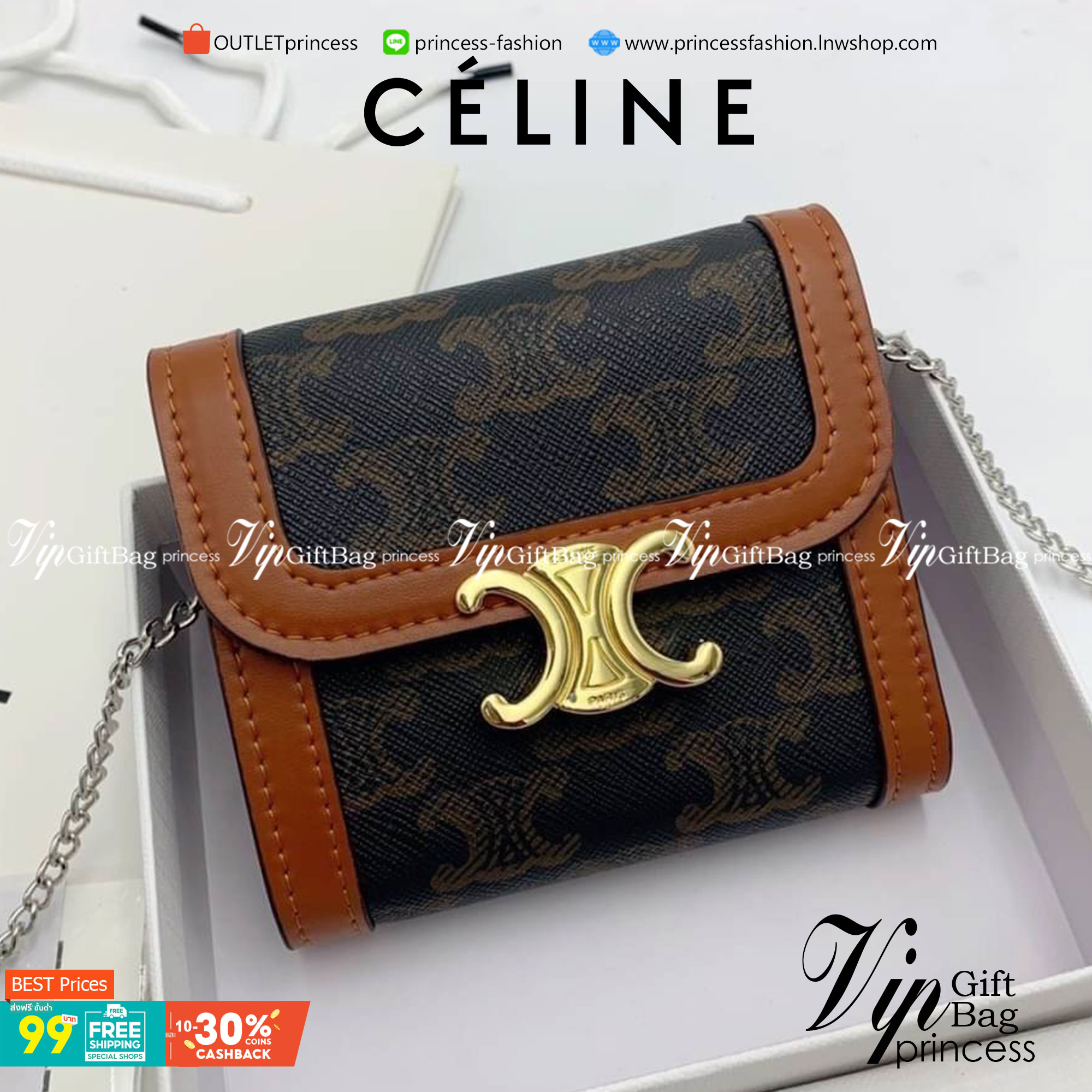 มาใหม่ 4 แบบพร้อมส่ง ที่นี่ที่เดียวเลยค่า CELINE SHORT WALLET VIP GIFT WITH PURCHASE GWP วัสดุ Triomphe Canvas หนังขึ้นลาย Signature Brand สวยอยู่ทรงมีโลโก้ด้านหน้าเปิดปิดด้วยฝาพับกระดุมแม่เหล็ก ภายในมีช่องแบ่งหลายช่อง มีช่องใส่บัตรหลายช่อง มีช่องใส่เหรีย