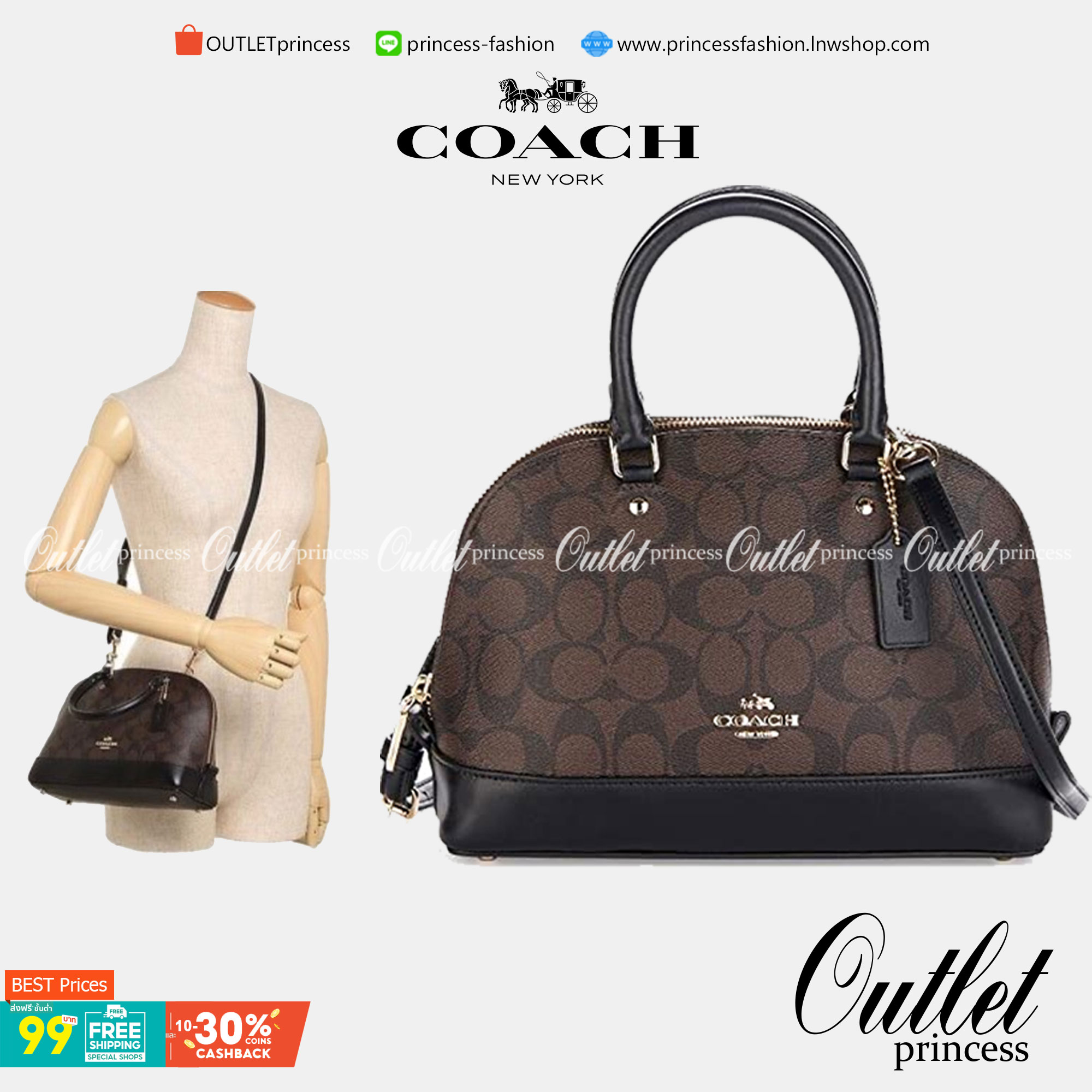 Coach Mini Sierra Signature กระเป๋าถือทรงโดม ภายในกว้างสามารถใส่กระเป๋าเงินเล็ก และมือถือได้ และยังมีช่องซิปเล็ก 1 ช่อง ด้านหลังมีกระเป๋าเล็กเก็บบัตร 1 ช่อง ใครยังไม่มีพลาดไม่ได้แล้วนะคะ