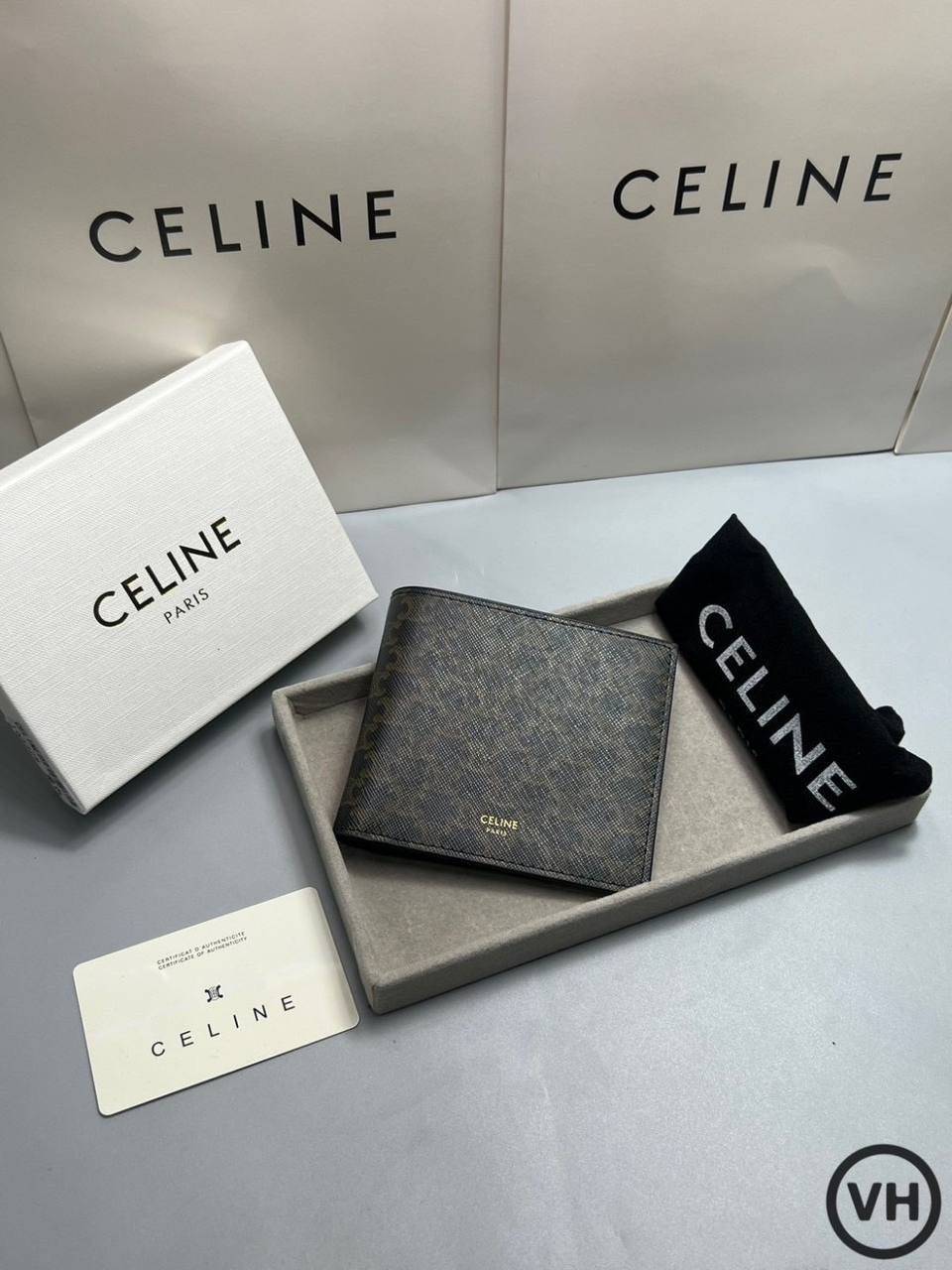 ORI หนังแท้ | CELINE Bi-fold Wallet / CELINE Wallet กระเป๋าสตางค์ใบสั้น กระเป๋าสตางค์ซีลีนผู้ชาย