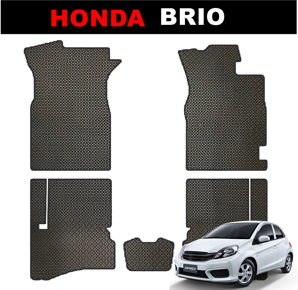 ยางปูพื้นรถยนต์ HONDA BRIO ลายไบเค่นสีดำ เข้ารูป 5ชิ้น (พร้อมส่ง)