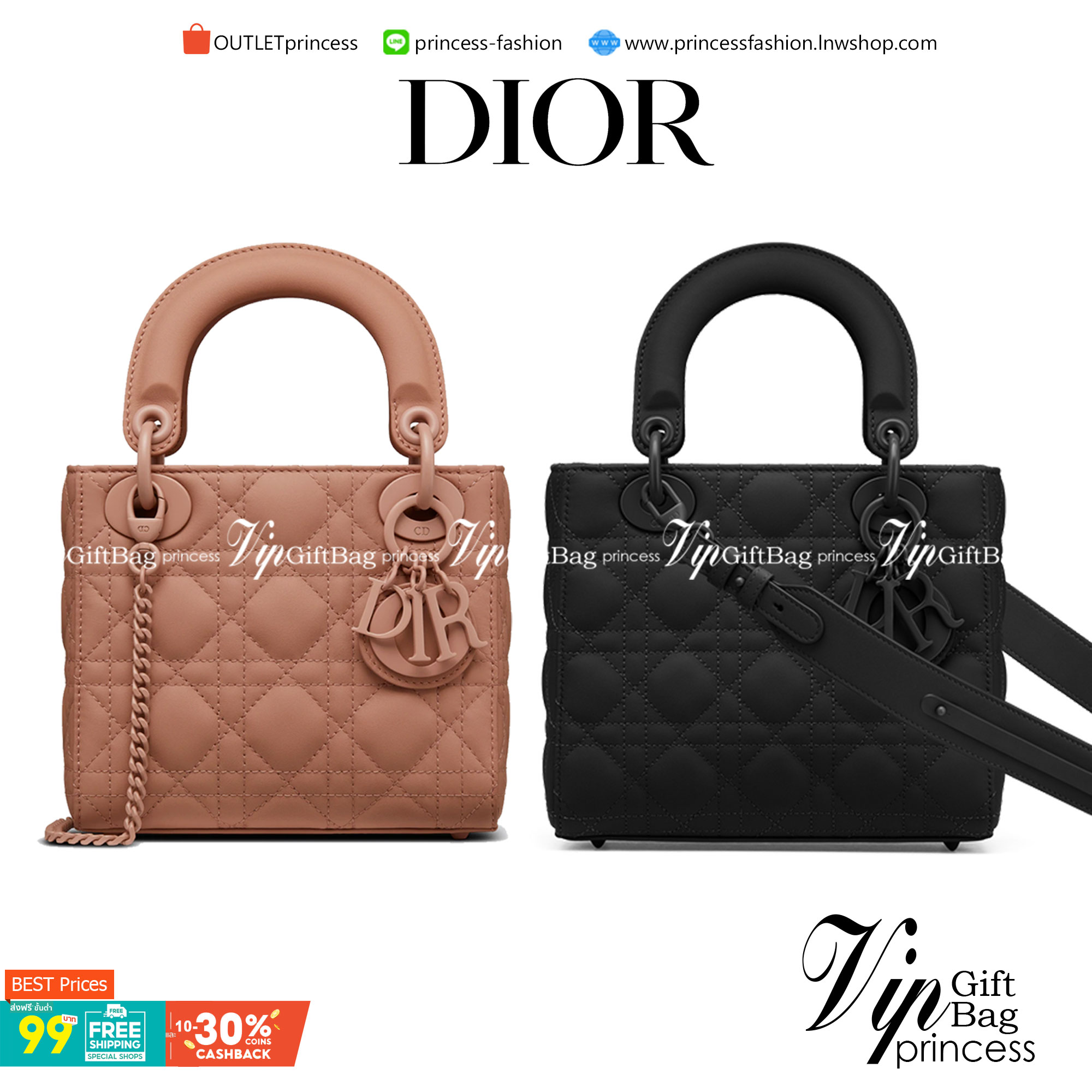 VIP 】MICRO LADY DIOR BAG Cloud ฺBlack & Pink My ABC Cannage Lambskin : VIP GIFT WITH PURCHASE (GWP) พรีเมี่ยมกิ้ฟ Limited Edition จาก DIOR DUTYFREE COUNTER ความสง่างามอีกหนึ่งรุ่นของ Dior รูปทรงสีเหลียม ขนาดกระทัดรัด อะไหล่เข้ากับสีกระเป๋า ตั้งอยู่ทรง ฐาน