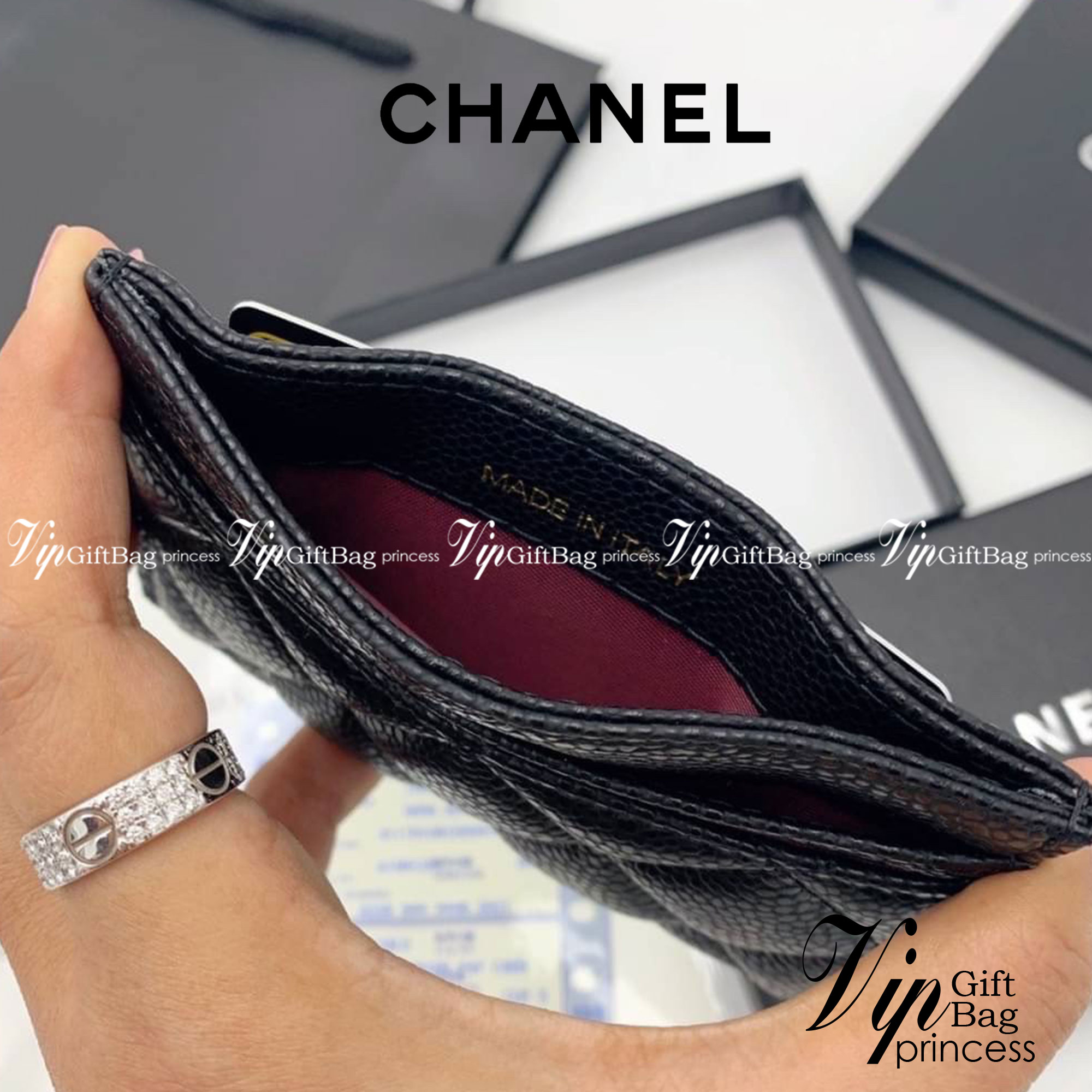 หนังแท้ CHANEL Card Holder กระเป๋าใส่บัตรแบรนด์หรู พร้อมส่งที่ไทย ภาพสินค้าถ่ายจากงานขายจริง ใช้งานต่างประเทศได้