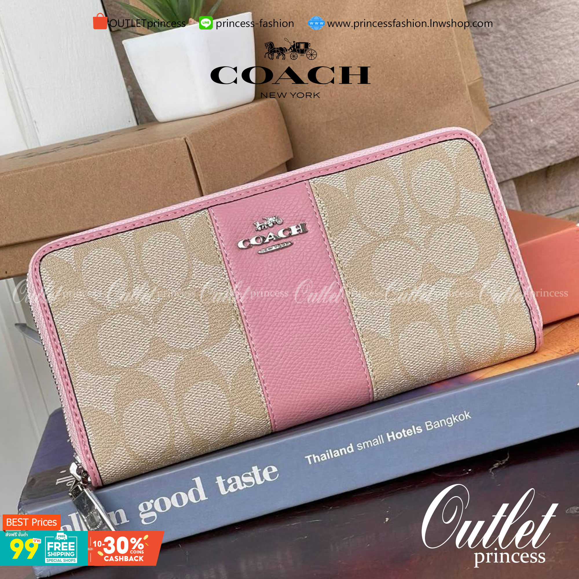 COACH F54630 ACCORDION ZIP WALLET IN SIGNATURE เป็นกระเป๋าสตางค์ที่เหมาะกับการใช้งาน นอกจากเพิ่มความมั่นใจแล้ว ยังทำให้ชีวิตของเราง่ายขึ้นอีกด้วย โดยการเปิดปิดแบบซิปรอบ สามารถใส่ธนบัตร เหรียญ บัตรต่างๆได้หลายใบเลยทีเดียว ขนาดของกระเป๋าสามารถถือแทนกระเป๋าค