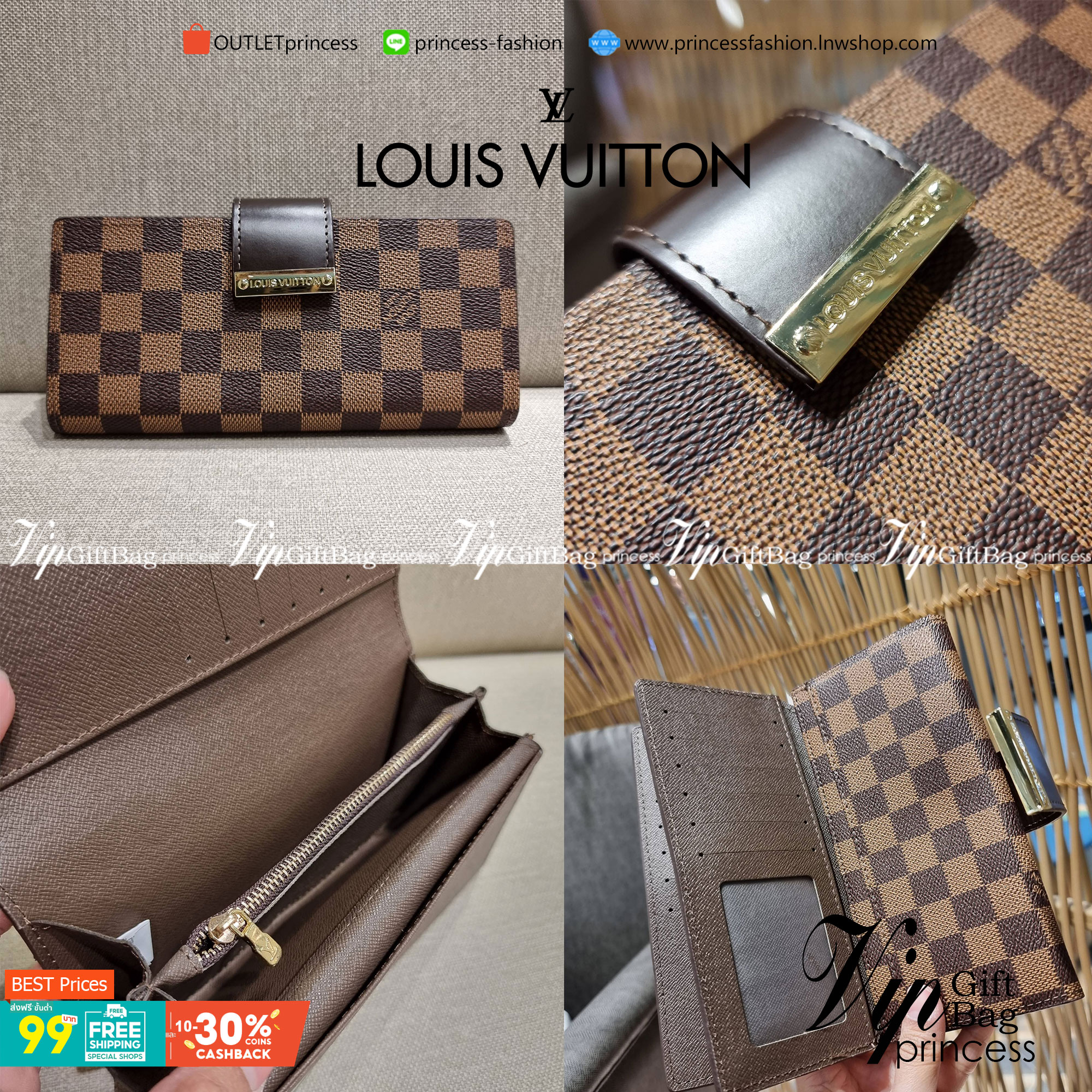 VIP 】ได้เวลาเปลี่ยนกระเป๋าสตางค์รับทรัพย์กันแล้ว!! LV vip wallet กระเป๋าสตางค์พรีเมี่ยมกิ๊ฟ เป็นไอเท็มหายาก ที่สาวๆต้องว้าว!! ใบยาวขนาดกำลังเหมาะมือ ถือแล้วขับผิวทุกสี วัสดุหนังแคนวาส ทนทาน เปิด-ปิดด้วยกระดุม ภายในมีช่องใส่บัตรเยอะมาก แบ่งสัดส่วนสวย ใส่ธน