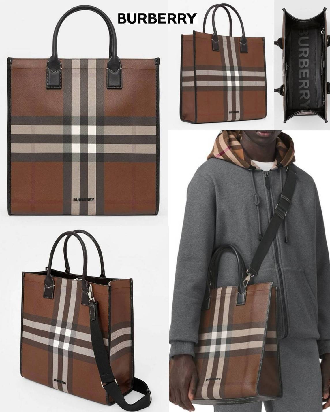BURBERRY BORSA TOTE BAG / BURBERRY VINTAGE CHECK CANVAS TOTE BAG / BURBERRY FRAGRANCES MONOGRAM TOTE BAG กระเป๋าทรงโท้ทใบใหญ่