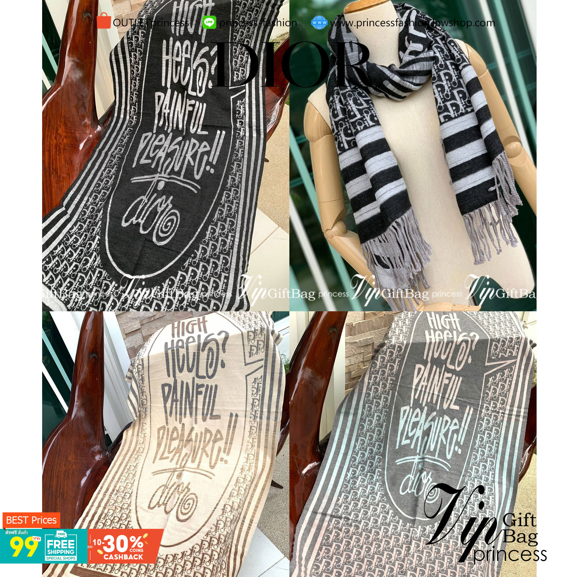 CHRISTIEN DIOR PARIS SILK SCARF สุดเอ็คเซ็คคลูทีฟกับแบรนด์ดังจากปารีส ด้วยงานพรีเมี่ยมกิ้ฟ ส่งมอบความรู้สึกดีๆให้กับคนที่คุณรัก ในรูปแบบผ้าพันคอและผ้าคลุมไหล่ผืนใหญ่ให้ความอบอุ่น ถักทอด้วยผ้าcashmere สีสันสุภาพเข้าได้กับเสื้อผ้าทุกเฉดสี มาพร้อมกล่องแบรนด์