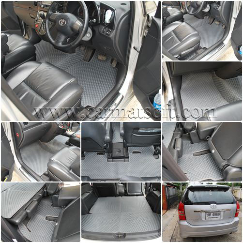 พรมปูพื้นรถยนต์Toyota wish พรมลายกระดุม โตโยต้าวิช สีเทา เต็มคัน