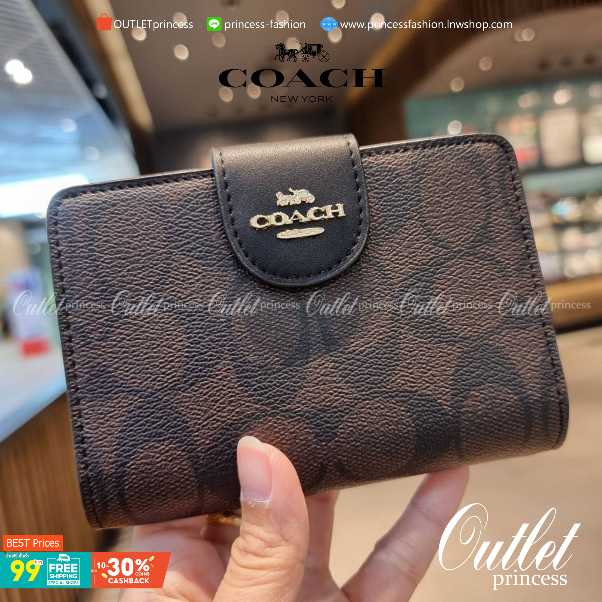 COACH C0082 MEDIUM CORNER ZIP WALLET IN SIGNATURE CANVAS ดีไซน์ใหม่ล่าสุด!! กระเป๋าสตางค์ใบกลาง 👛 ขนาดกำลังเหมาะมือ วัสดุหนังแคนวาสเคลือบลาย ดูแลรักษาง่าย มีช่องใส่บัตรและธนบัตรครบ และช่องซิปแยกไว้ใส่เหรียญ ครบเซ็ทแบบนี้เหมาะส่งต่อเป็นของขวัญที่สุ