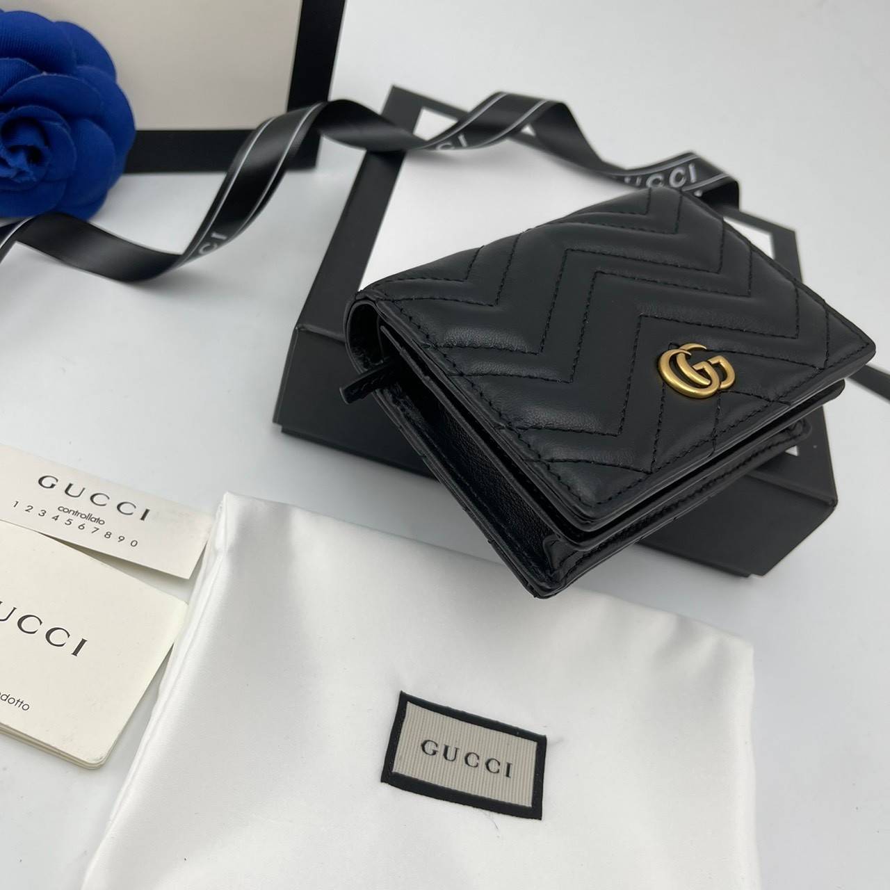 พรีเมี่ยมกิ๊ฟแท้ 100% 】พร้อมส่งที่ไทย!! ที่นี่ที่เดียว GUCCI GG MARMONT CARD CASE WALLET งานหนังแท้ มีจำนวนจำกัด fullboxset