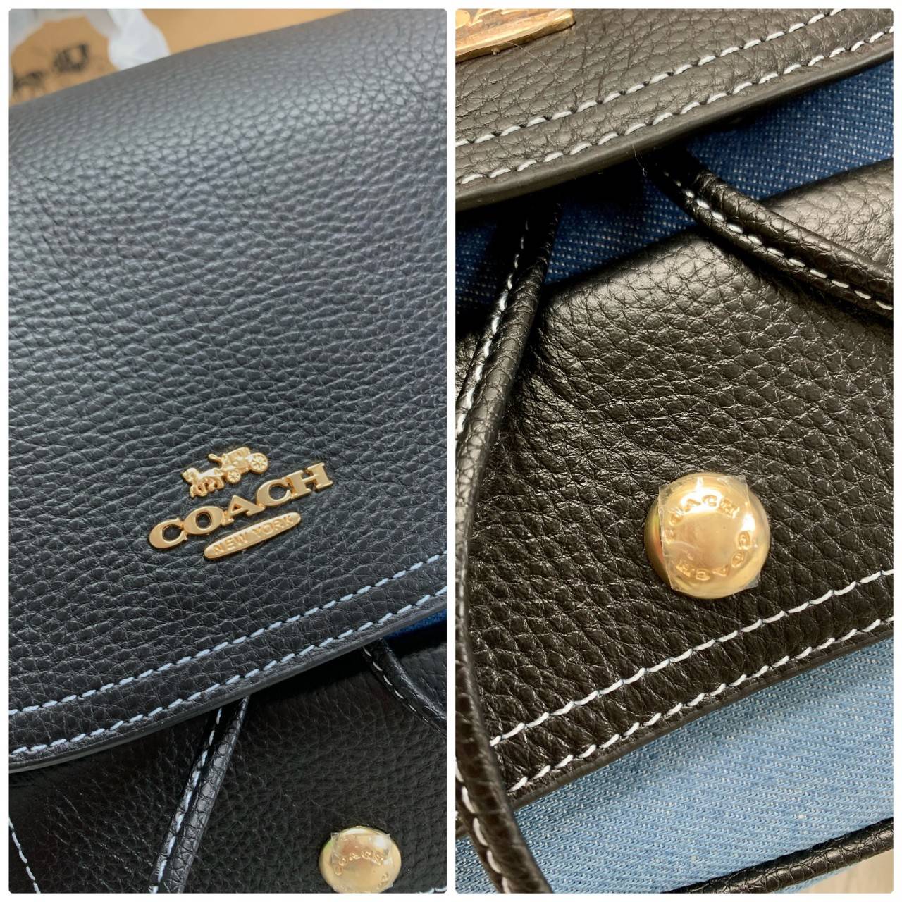 COACH PENNIE BACKPACK 22 ((C4122)) พร้อมส่งที่ไทย ห้ามพลาดค่าา! กระเป๋าสะพายหลังแบบมีหูกิ้ว วัสดุเดนิมอย่างดีนิ่ม+หนังแท้ ได้สวยงามลงตัว นำ้หนักเบา ทรงสวยน่ารักมากๆค่ะ ด้านหน้ามีช่องกระเป๋าเล็กใส่ของจุกจิก ปากกระเป๋าแบบหูรูด ภายในกระเป๋าโล่ง กว้าง สามารถใ