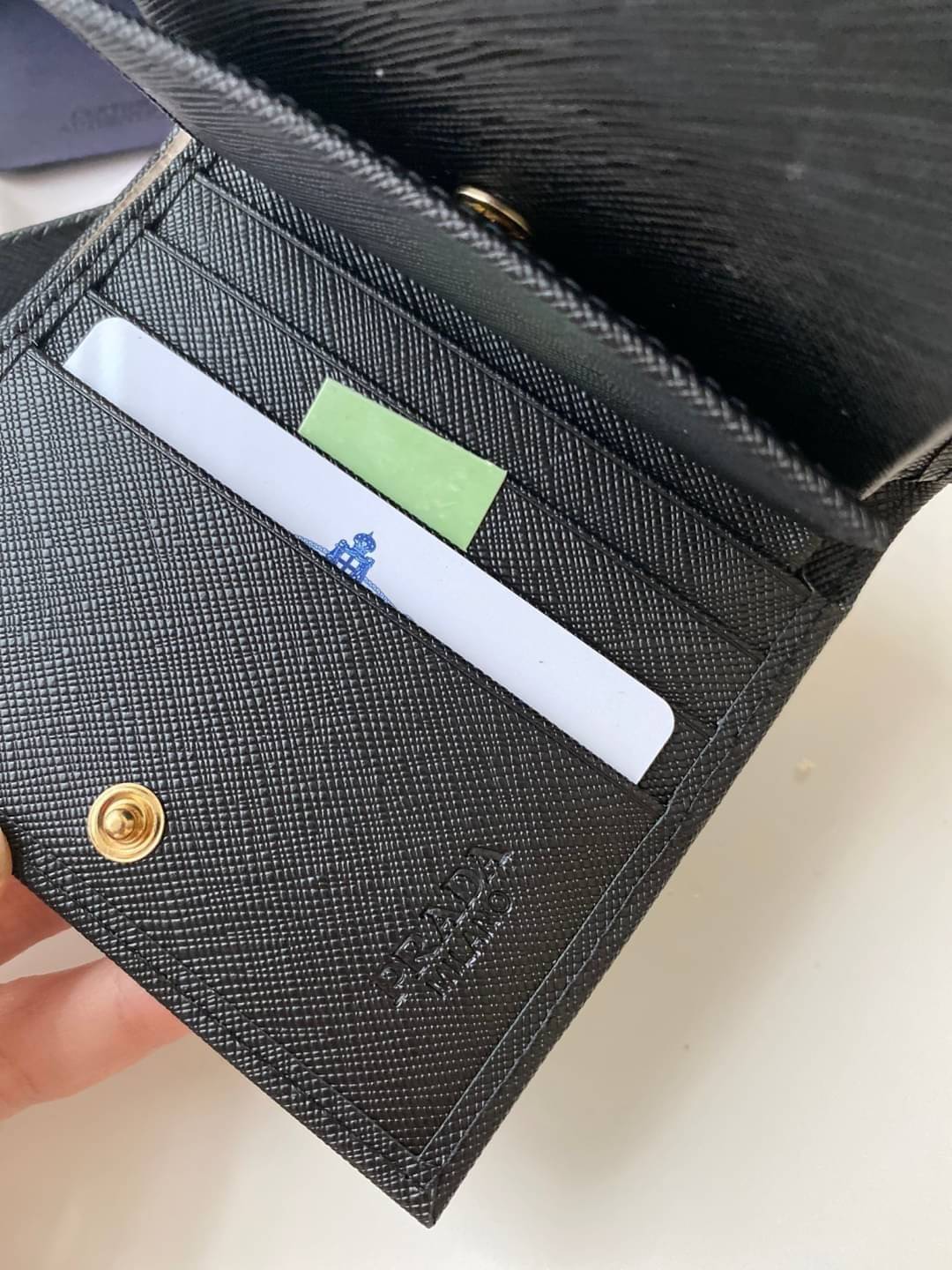 VIP หนังแท้ 】2พับ PRADA Small Saffiano Leather Wallet