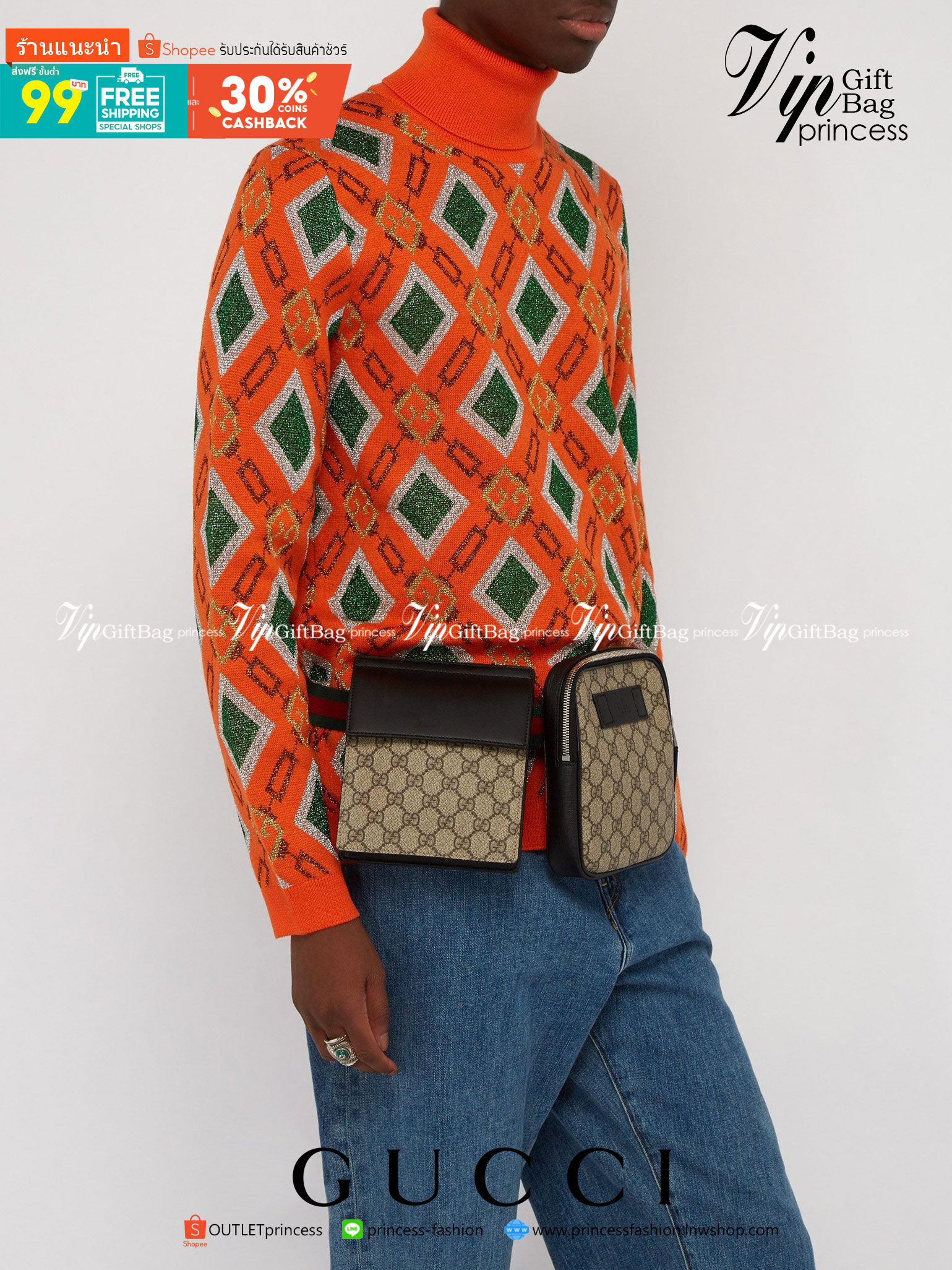 หนังแท้ Gucci GG Supreme belt bag - Neutrals A two-pouch belt bag in GG Supreme canvas with black leather trims. กระเป๋าคาดอก/คาดเอว อีกรุ่นหนึ่งที่หลายคนตามหา งานออริสวยมาก ทำจากหนังแท้ สามารถใช้ได้ทั้งผู้ชายแล้วก็ผู้หญิงสามารถคาดเอวหรือคาดอกก็ได้