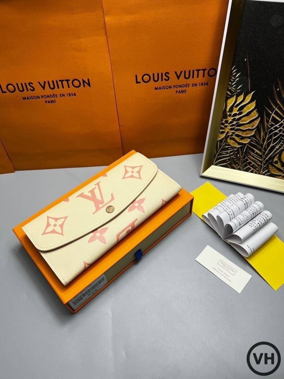 ORI หนังแท้ | LV Emilie Wallet Bicolor Monogram Empreinte Leather / LV Long Wallet กระเป๋าสตางค์ใบยาวสไตล์ซองจดหมายที่มีฝาปิดแบบพับได้ ปิดด้วยกระดุมแป๊ก