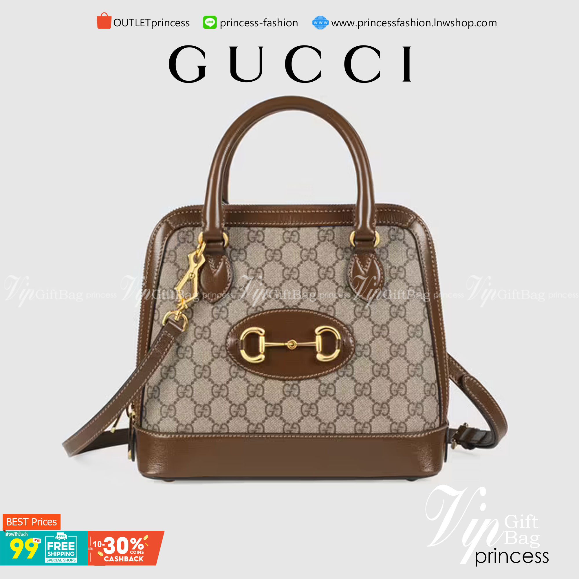 VIP GIFT 】หนังแท้ GUCCI Horsebit 1955 small top handle bag