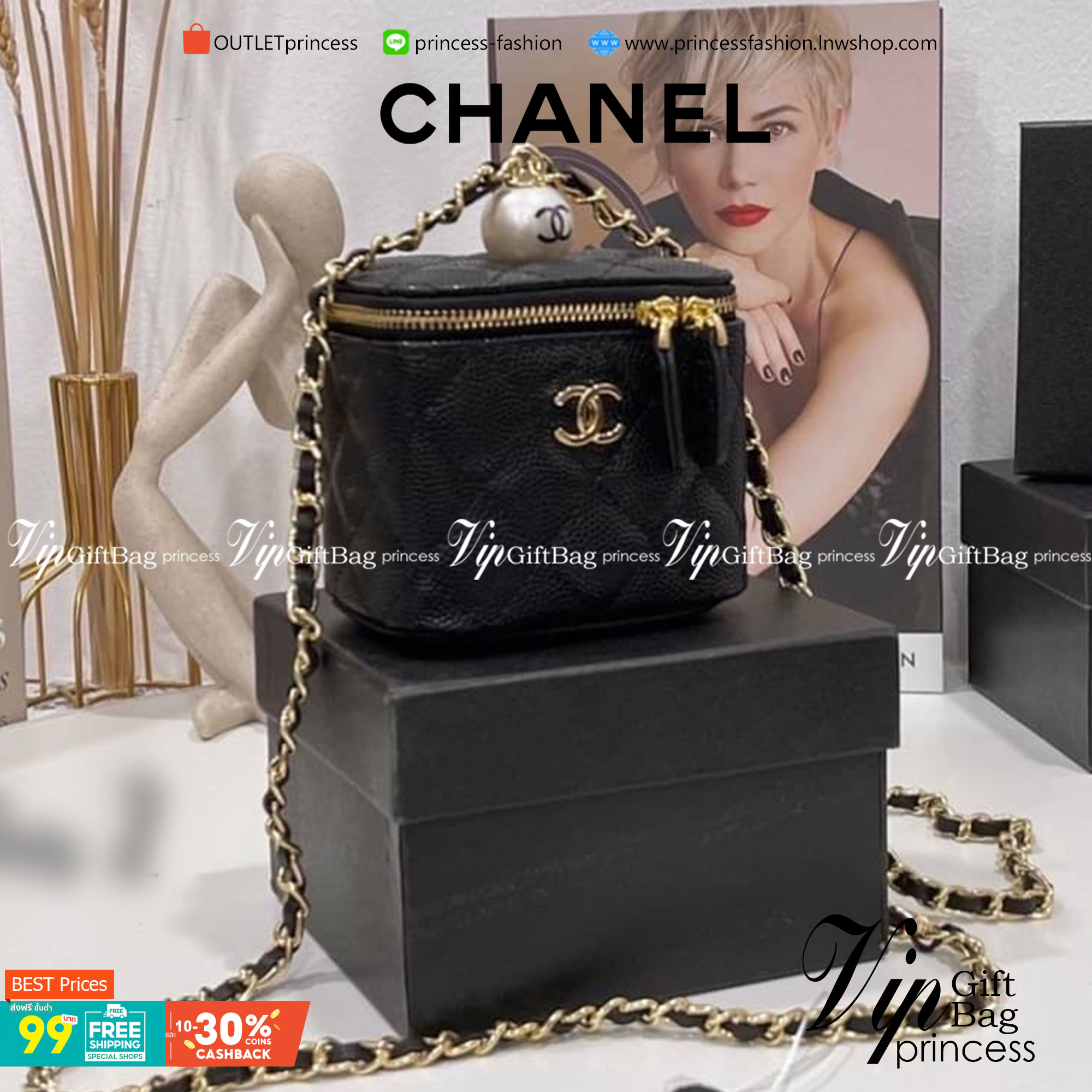 VIP 】CHANEL Box With Chain หนังคาเวียร์โทนสีพาสเทลน่ารัก รุ่นที่ดาราเซเลปใช้กันเยอะม๊ากกก สายโซ่ทองหรูหรา เหมาะมากสำหรับสาวๆ ชิคๆ พร้อมส่งที่ไทยที่นี่ที่เดียว
