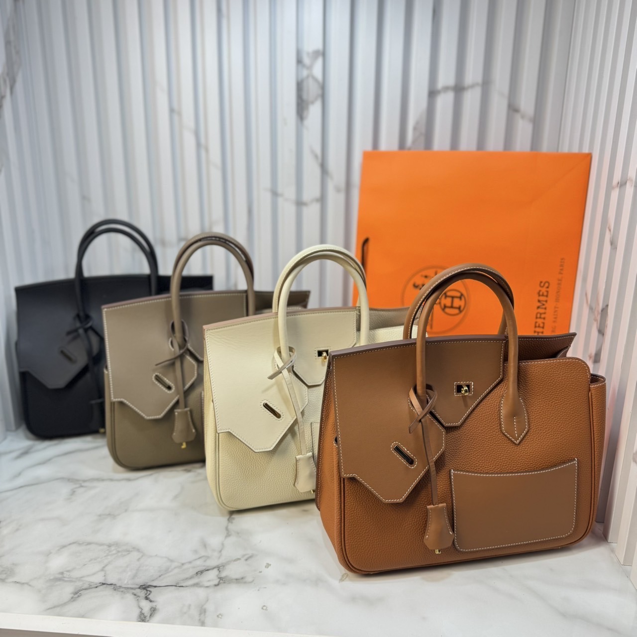 ORI หนังแท้ | Hermes Birkin Desordre 30 Bag กระเป๋าสะพายดีไซน์ใหม่ หรูหรา