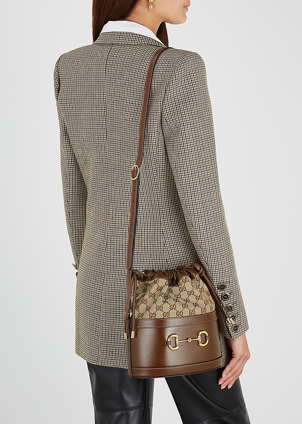 หนังแท้ GUCCI HORSEBIT 1955 BUCKET BAG IN TEXTURED LEATHER กระเป๋าสะพายหนังแท้งานสวยสุดหรู
