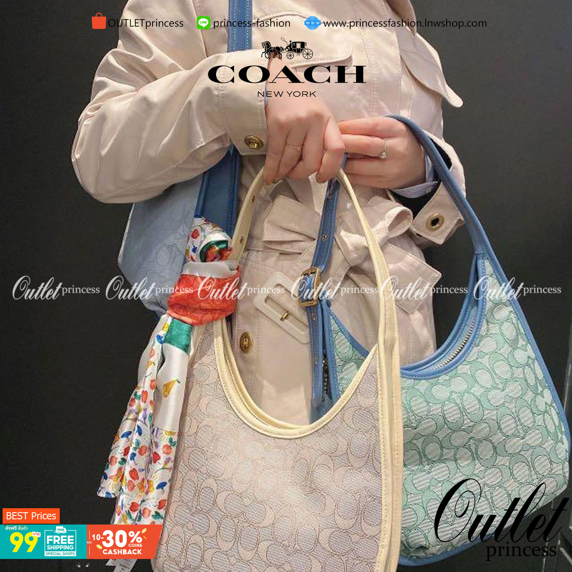 OUTLET 】COACH ERGO SHOULDER BAG In Signature พร้อมส่งที่ไทย