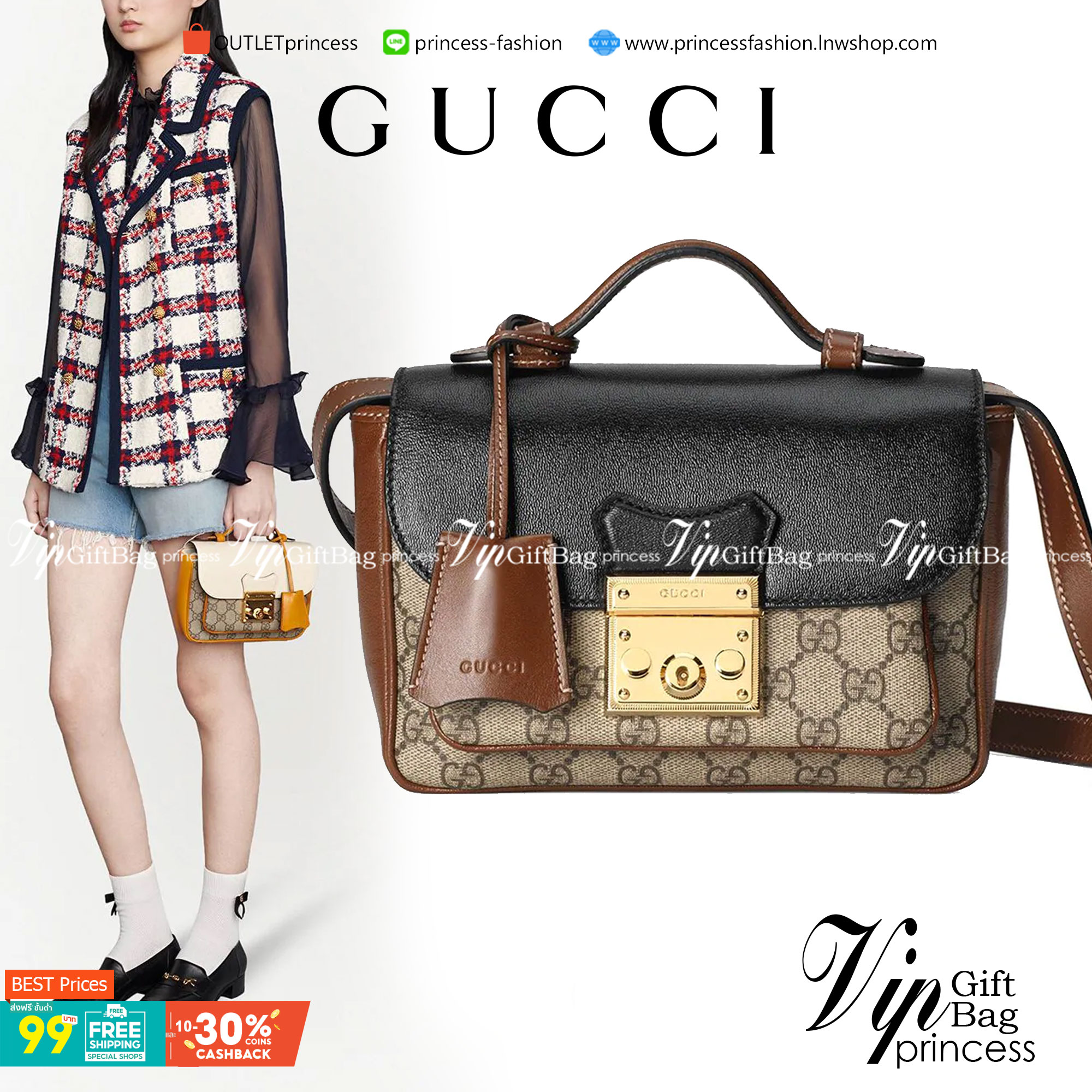 VIP GIFT 】หนังแท้ GUCCI mini Padlock bag GG Supreme canvas หนึ่งในแบรนด์เนมยอดฮิตระดับโลกที่สายแฟชั่นตัวจริงต้องมีสักใบในตู้ เพราะเป็นแบรนด์ที่เหล่าบรรดาเซเลปและดาราใช้กันเยอะมาก รุ่นก็เป็นอีกหนึ่งใบที่คุ้มค่าคุ้มราคามากค่ะ ด้วยดีไซน์ที่ใช้งานได้หลายโอกาส
