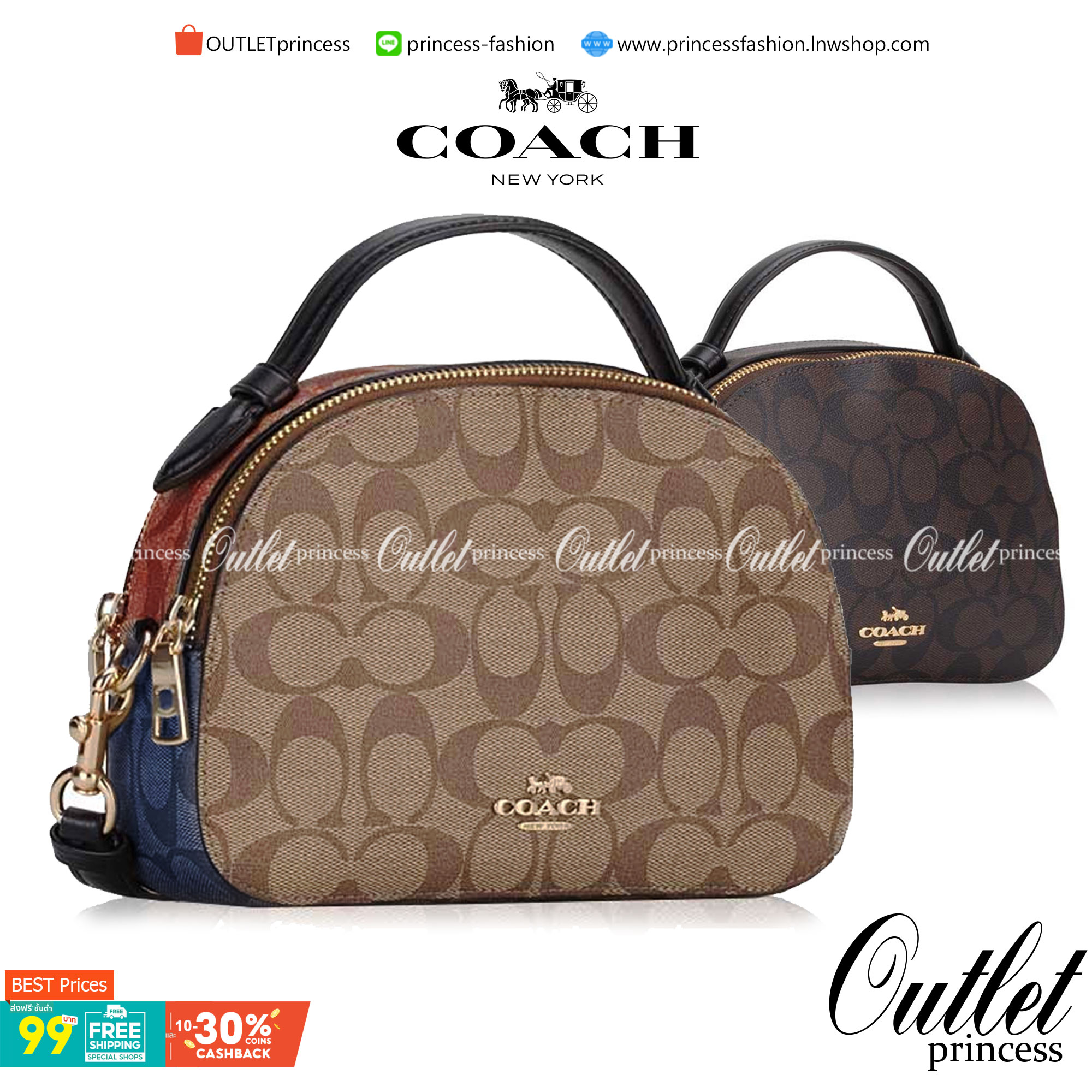 OUTLET 】COACH 1591 SERENA SATCHEL IN SIGNATURE CANVAS กระเป๋าสะพายคอลเลคชั่นยอดฮิต ดีไซน์ลุคผู้ดี ต้องยกให้น้องใบนี้เลย!! จัดสีขายดี สีลุคคุณหนูมาให้ สวยตาแตก!! วัสดุหนังแคนวาส เปิด-ปิดด้วยซิป 2 ช่องหลัก ภายในเป็นช่องโล่ง เก็บของได้แบบสบายๆ ใส่มือถือได้ทุ