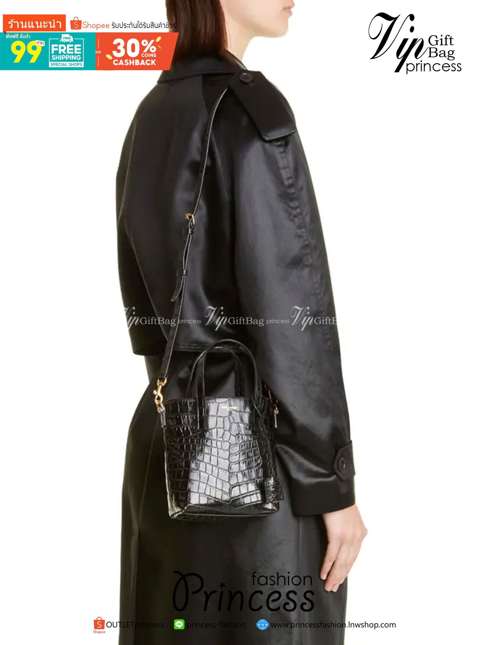 mini YSL CROC TOTE / YSL Toy croc-effect leather tote bag พร้อมส่งครบสองไซส์ *คู่ดูโอ้ สวยแบบตะโกนนน YSL BAG VIP วัสดุหนังสังเคราะห์ หนังนิ่มลายจรเข้เต็มใบ สวยหรูมาก