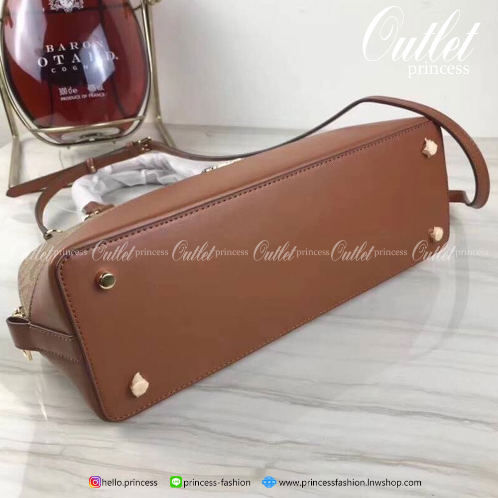 Coach ทรงโดมใหญ่ size 13” SIERRA SATCHEL IN SIGNATURE COACH IMITATION GOLD/BROWN