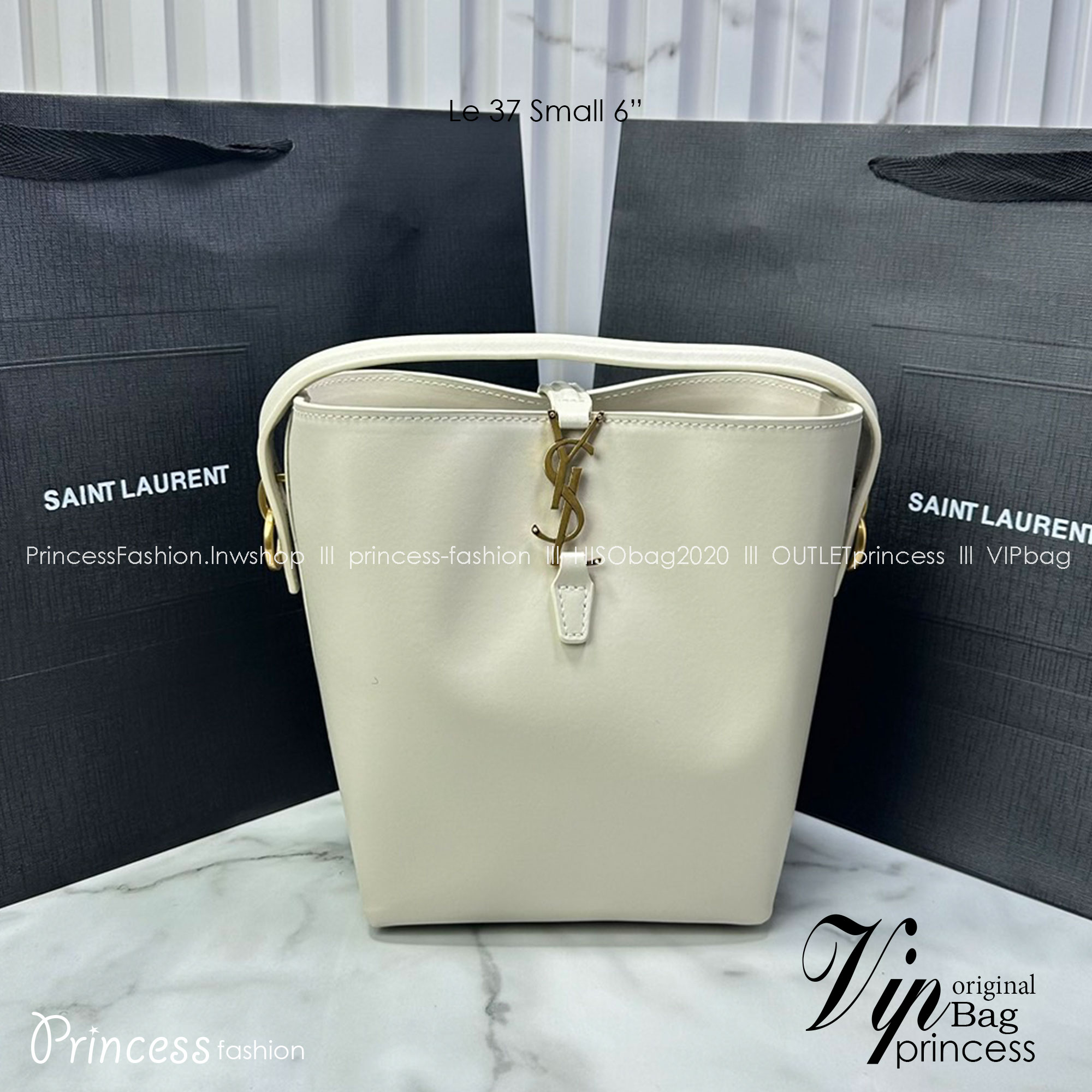 Small 6" YSL Le 37 in shiny leather Hobo Bag / YSL Bucket Bag / YSL Tote Bag กระเป๋าสะพายทรงโฮโบโท้ท งานหนังสวยเต็มใบ อะไหล่ทองสวยคลาสสิก ราคาแสนดีแนะนำของมันต้องมีจริงๆ