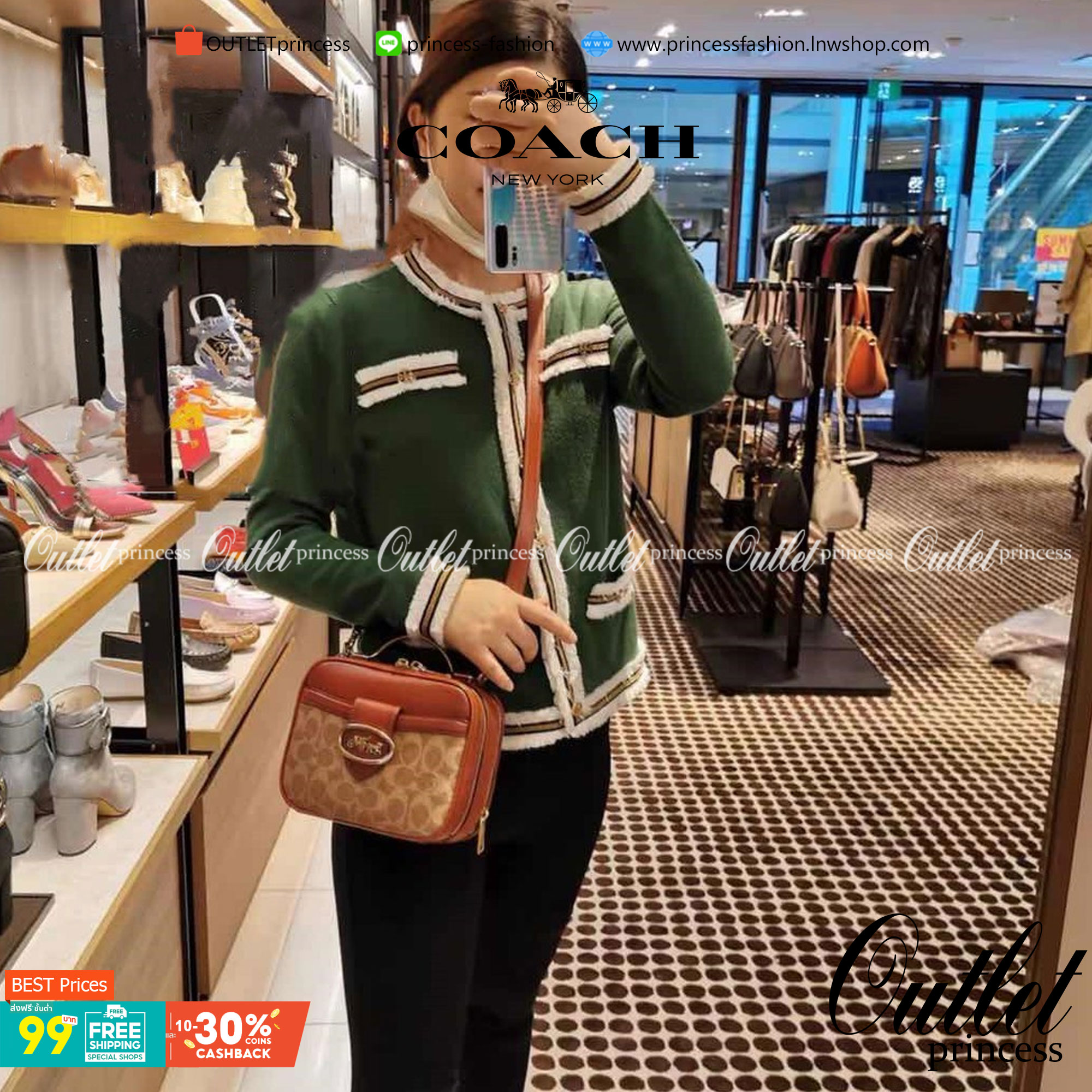 COACH 703 RILEY LUNCHBOX BAG IN SIGNATURE CANVAS กระเป๋า crossbody ทรงกล่องอยู่ทรง ดูแพง วัสดุหนังแคนวาสเคลือบลาย ตัดด้วยอะไหล่ทองเหลือง สวยเข้ากันสุดๆ!! มีช่องหลัก 2 ฝั่ง เปิด-ปิดด้วยซิป ใบนี้สะพายแล้วโดดเด่น ถ่ายรูปขึ้นกล้องแน่นอนจ้า Best item!!