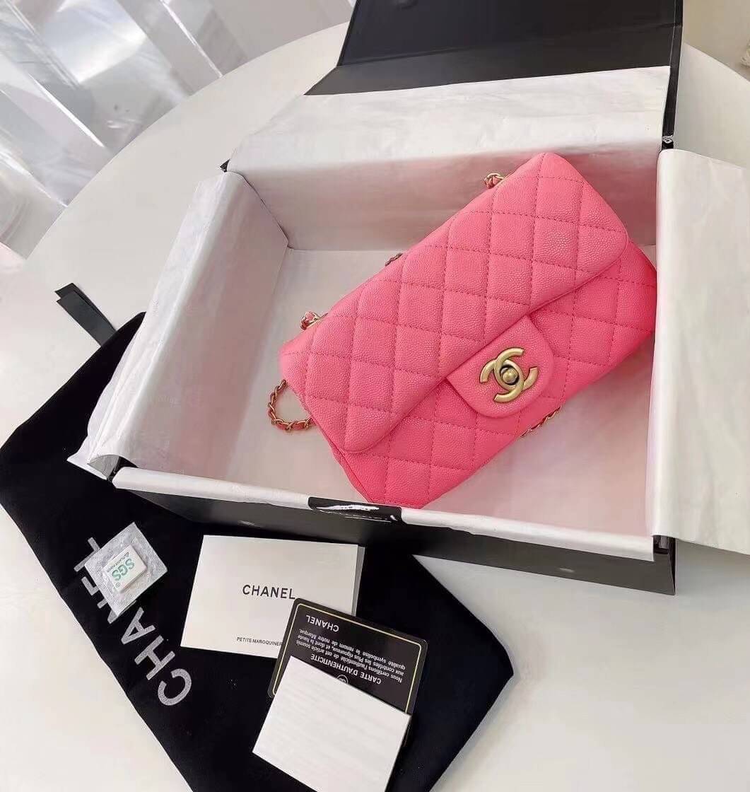 CHANEL MINI FLAP BAG CAVIAR Leather GOLD tone hardware พร้อมส่ง 5 สี